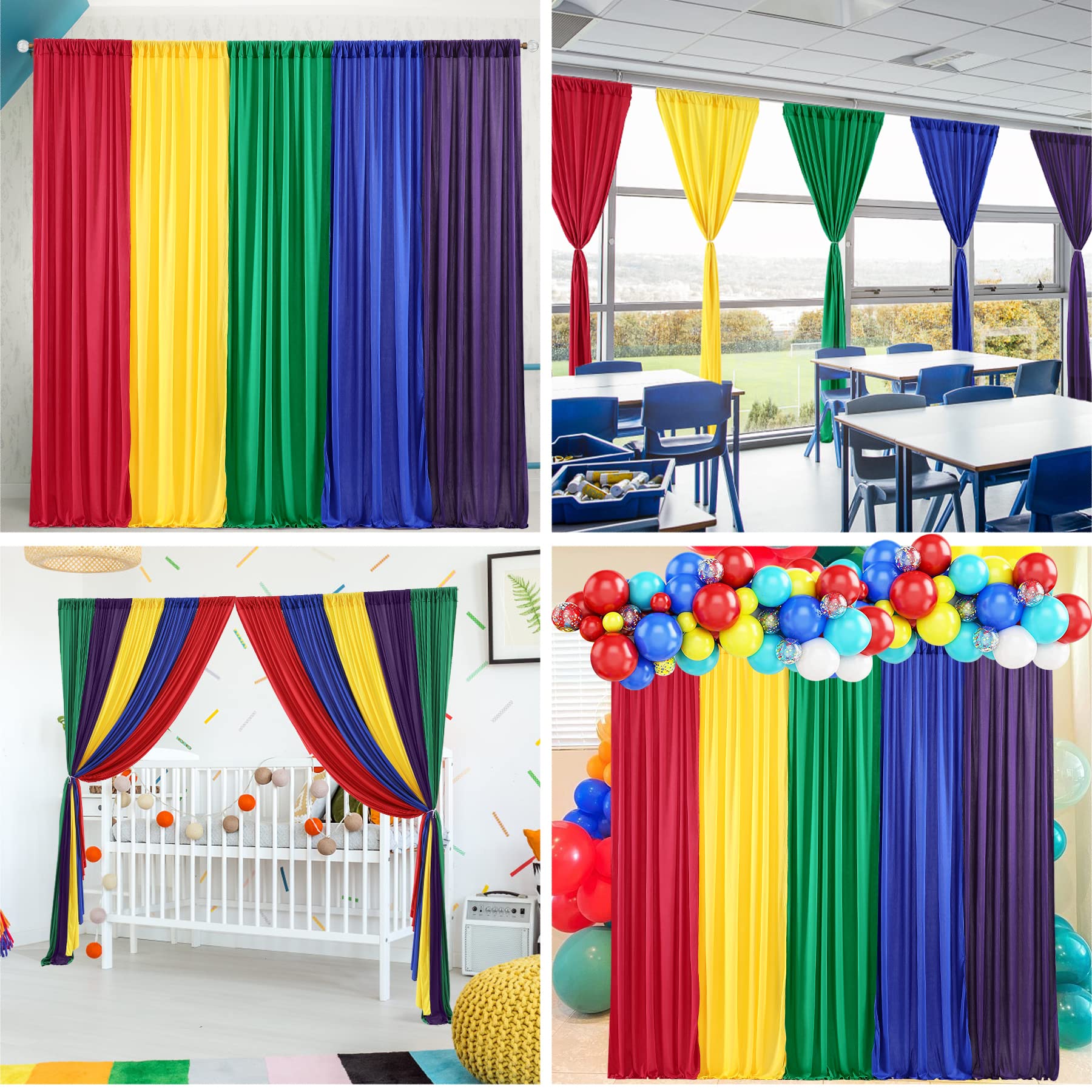 Rainbow Backdrop Curtains 25ft ×7ft Rainbow Birthday Decorations for Unicorn Birthday Party Baby Shower Girl Decorations 10 Panels