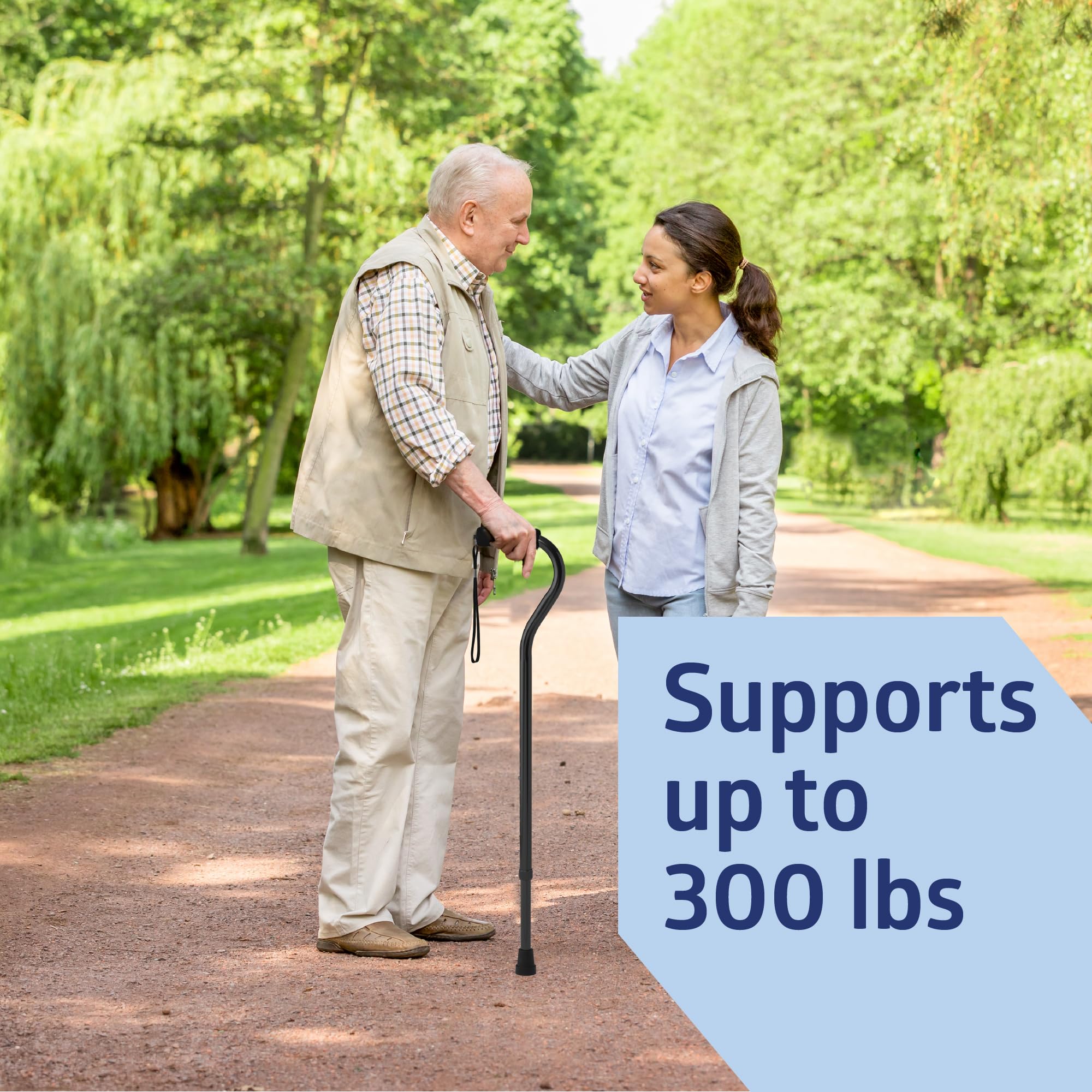 Medline Aluminum Offset Walking Cane for Seniors & Adults is Portable and Lightweight for Balance, Knee Injuries, Mobility & Leg Surgery Recovery