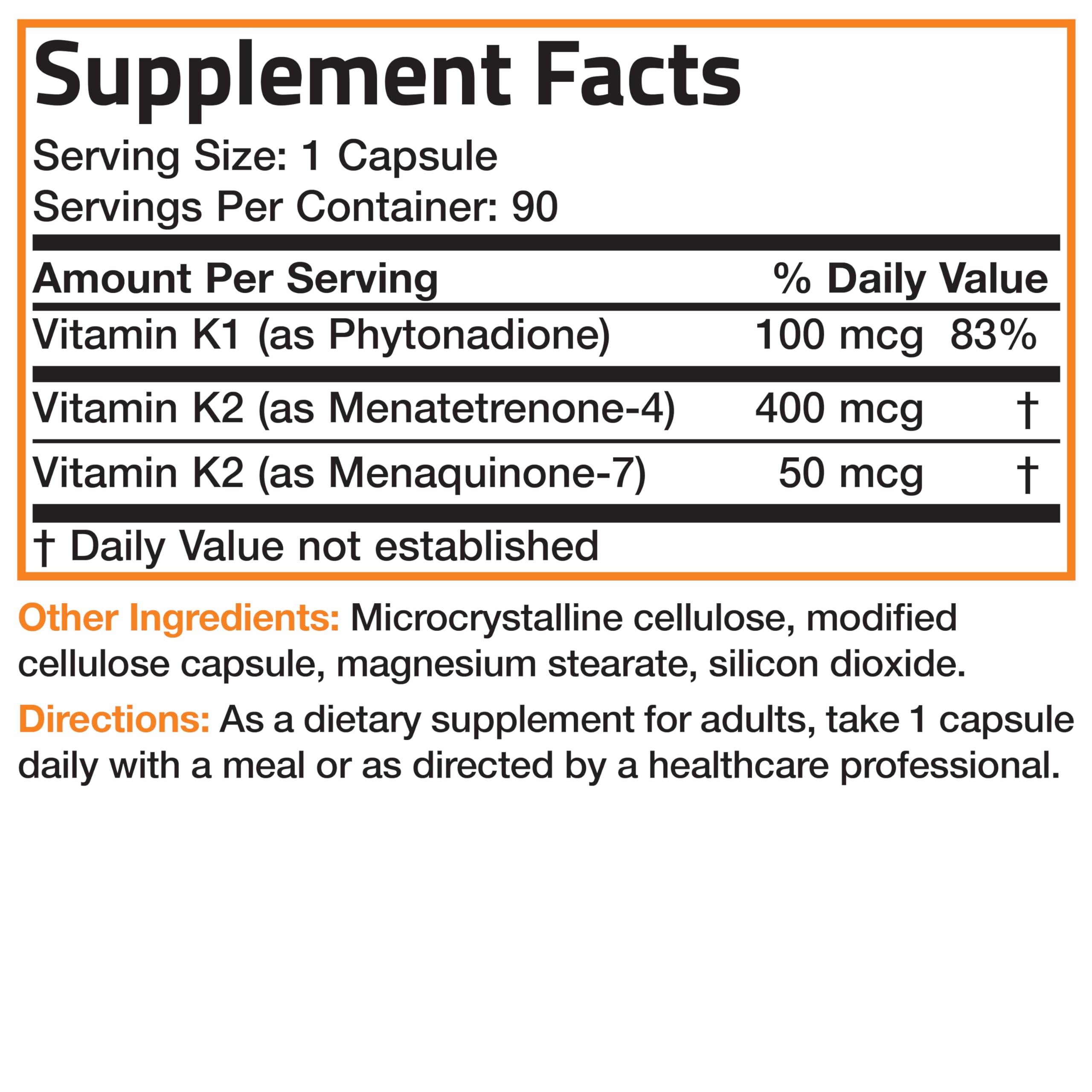 Bronson Vitamin K Triple Play (Vitamin K2 MK7 / Vitamin K2 MK4 / Vitamin K1) Full Spectrum Complex Vitamin K Supplement, 90 Capsules