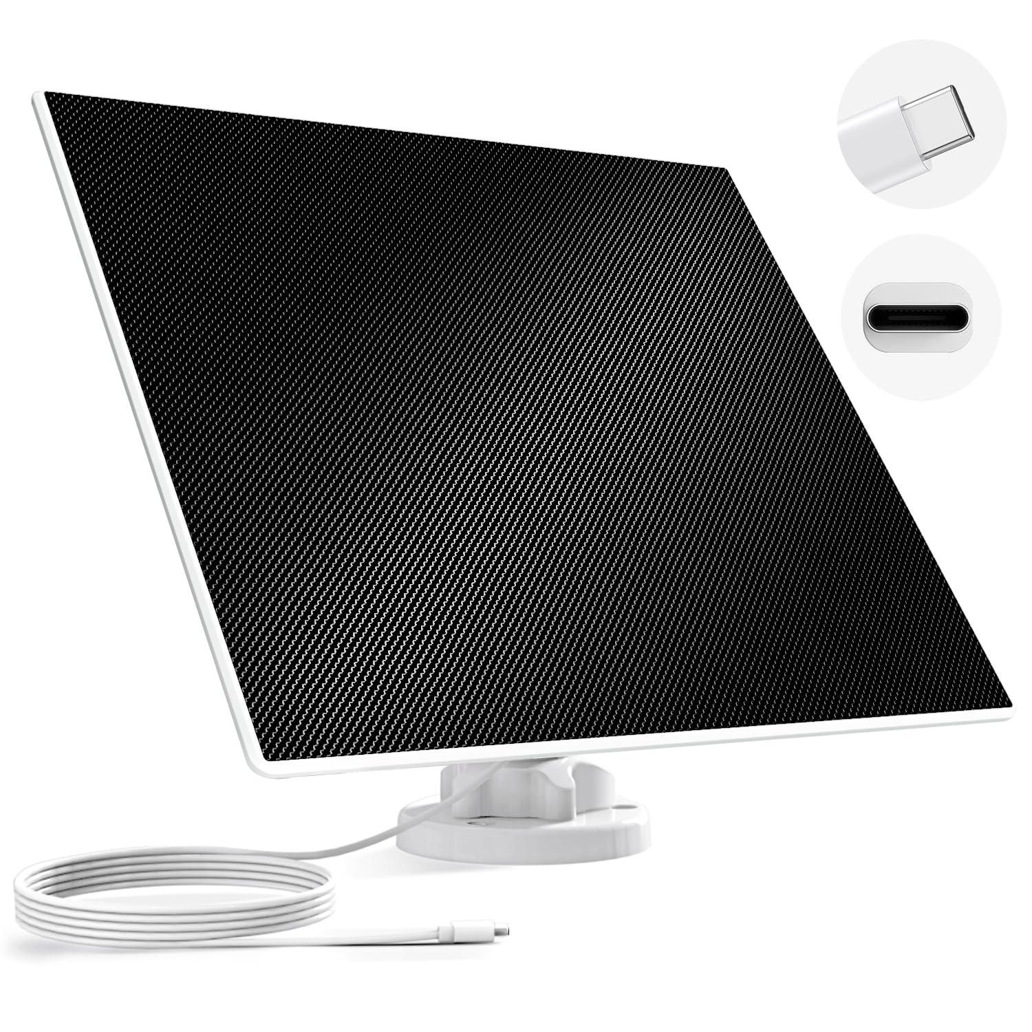 Dzees USB-C Solar Panel - Compatible with Outdoor Camera Wireless, Continuous Power with 5W 5V Charging, 9.8ft/3M Waterproof Charging Cable, 360°Adjustable Mount