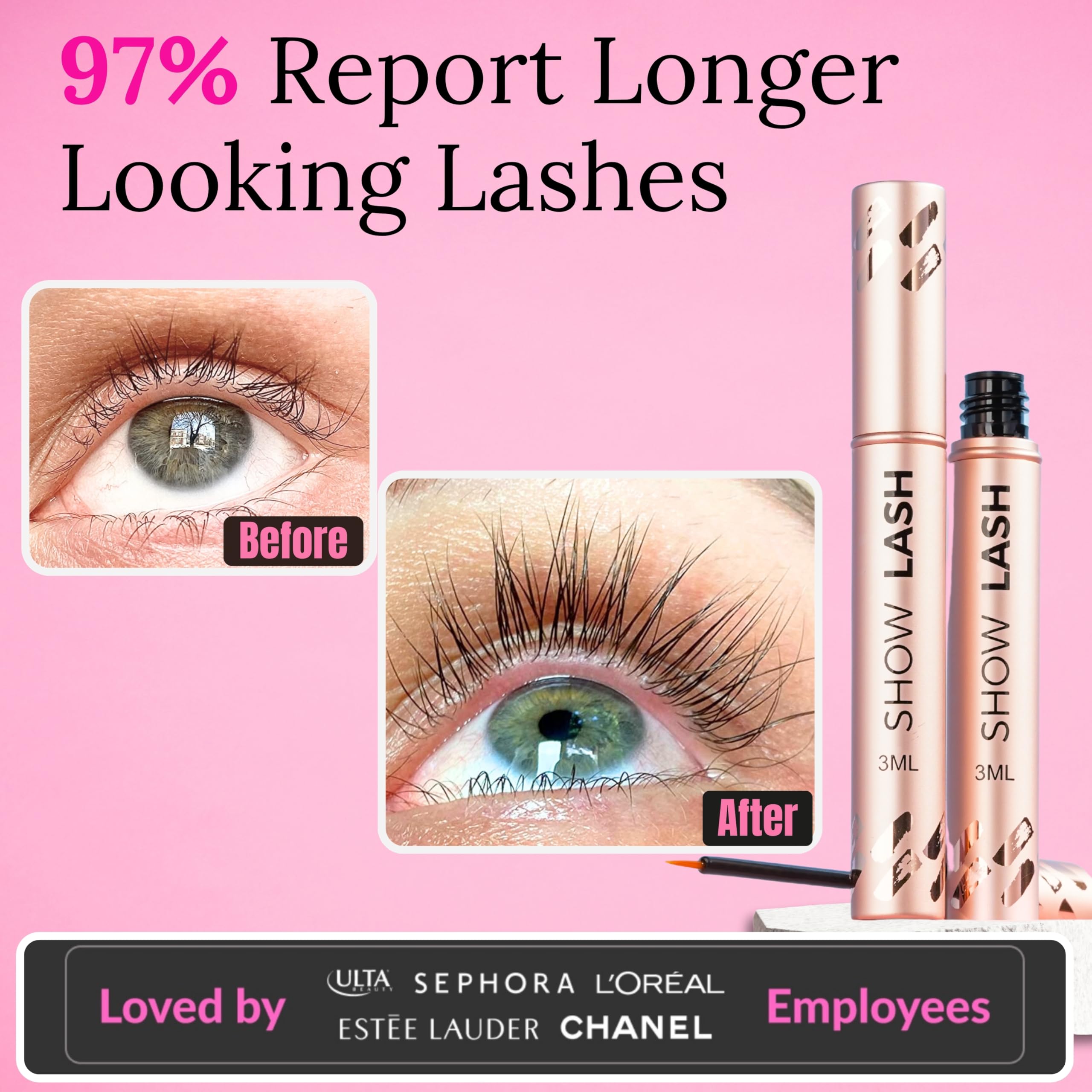 LeVaye Cosmetics Show Lash Eyelash Serum for Longer, Thicker, Gorgeous Looking Lashes, Cruelty Free Lash Serum