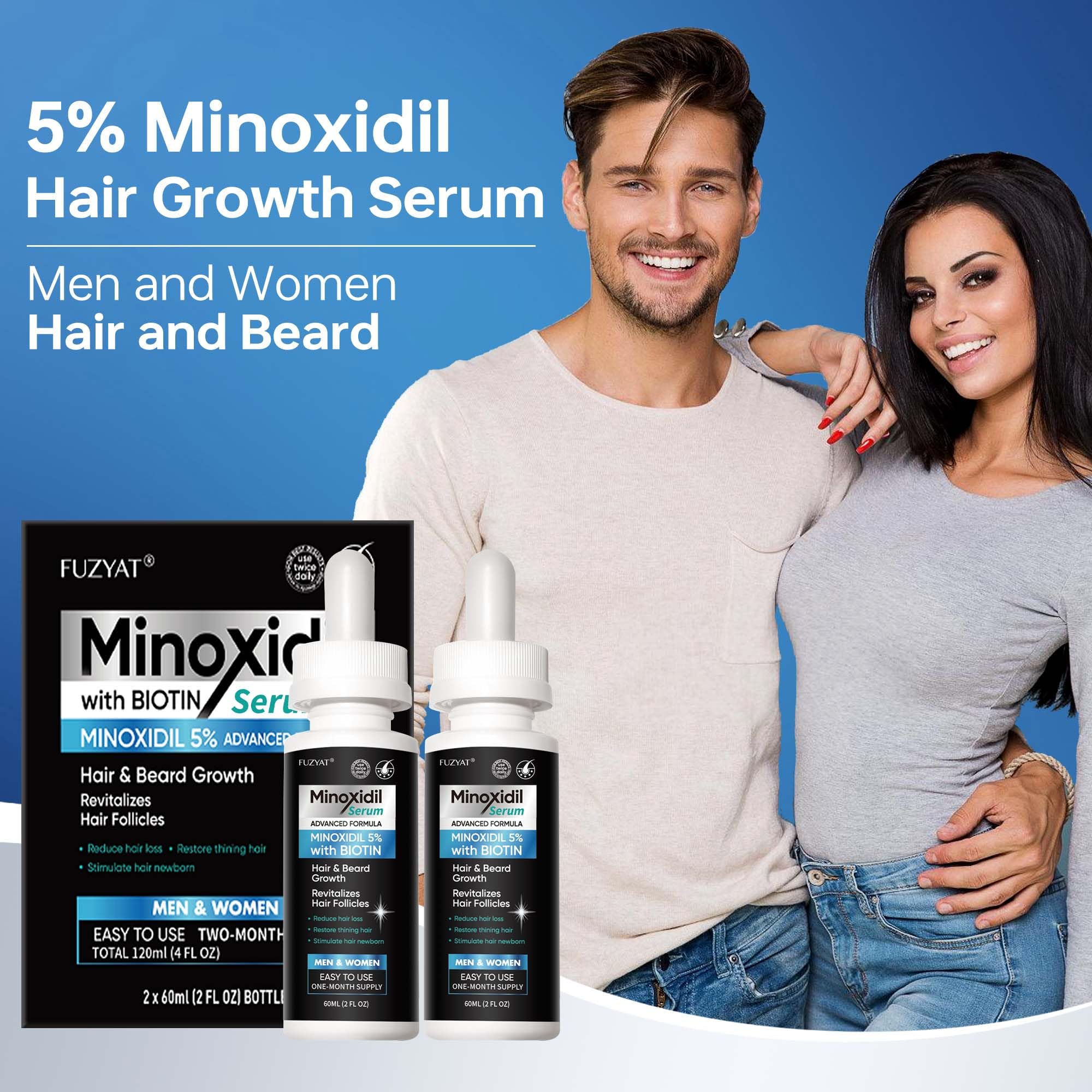 5% Minoxidil for Men, Minoxidil for Women Hair Growth Treatment, Beard Growth Serum, Biotin & Castor Oil Enriched,Strengthens Weak Roots, Repairs Thinning Hair (120ml)