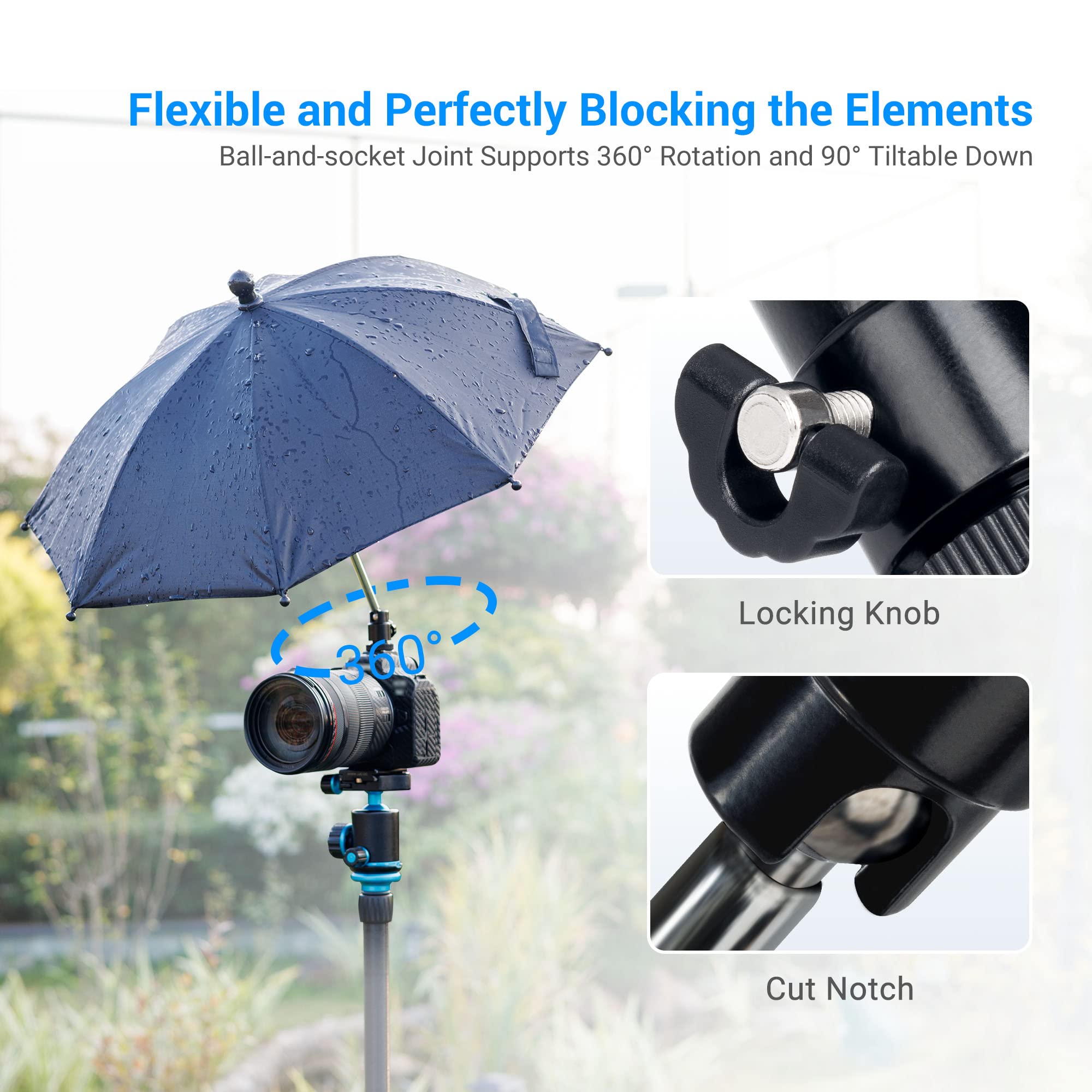 DSLR Mirrorless Camera Hot Shoe Umbrella Rain Cover Protector Sunshade for Canon EOS R100 R50 R8 R7 R10 R3 R6 Mark II R5 C Rp R Rebel T8i T7 90D A7RV A7 IV A7S III II Z8 Z9 Z30 Z5 Z6 Z7II
