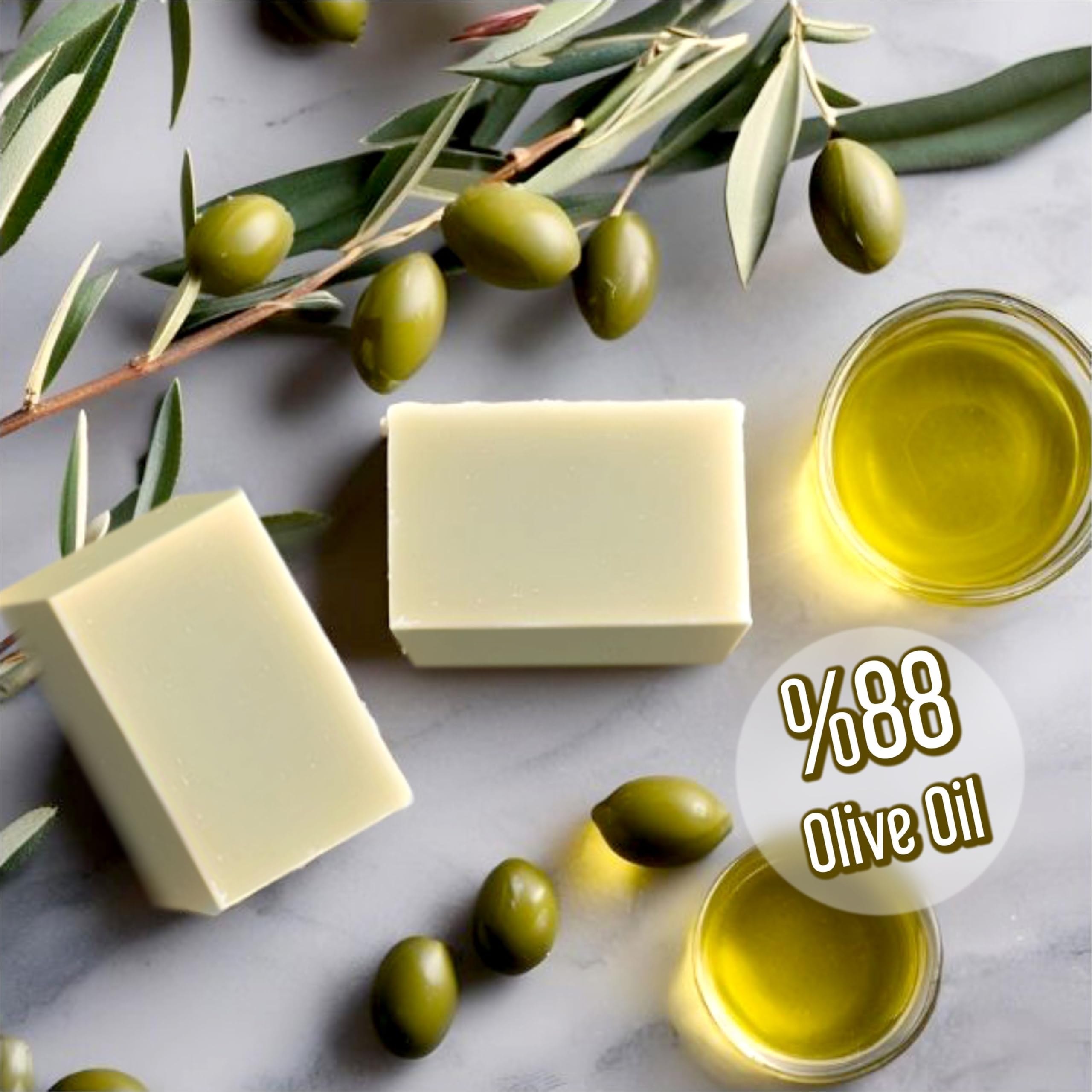 Olive Oil Soap Bar - Handmade 100% Pure Natural & Vegan - 5.7 oz Each Bar (9 Bars)