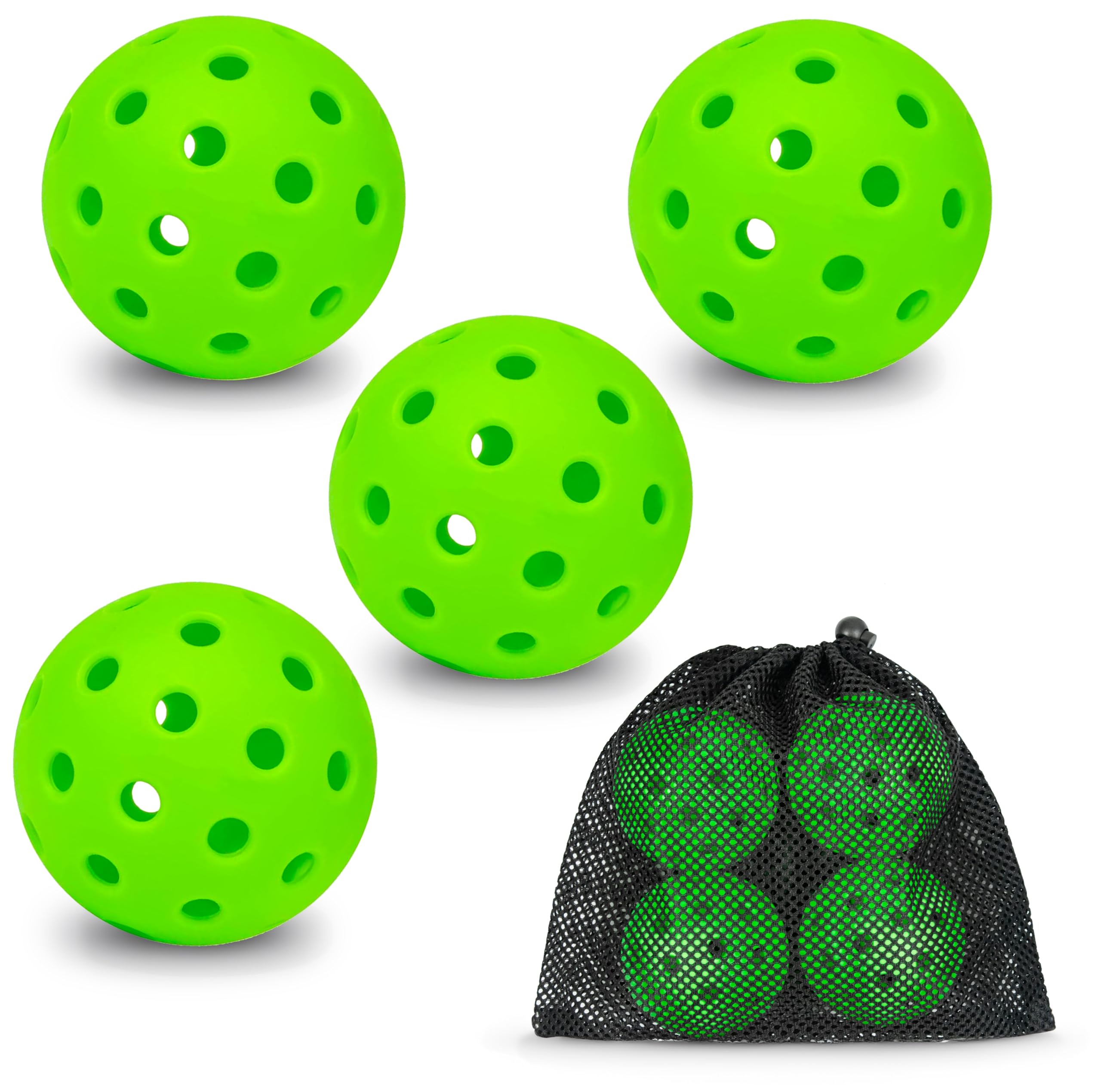 JAYA Pickleball Balls, 40 Holes Pickleballs for Outdoor Play, 4 Pack Outdoor Pickle Balls Set, Green