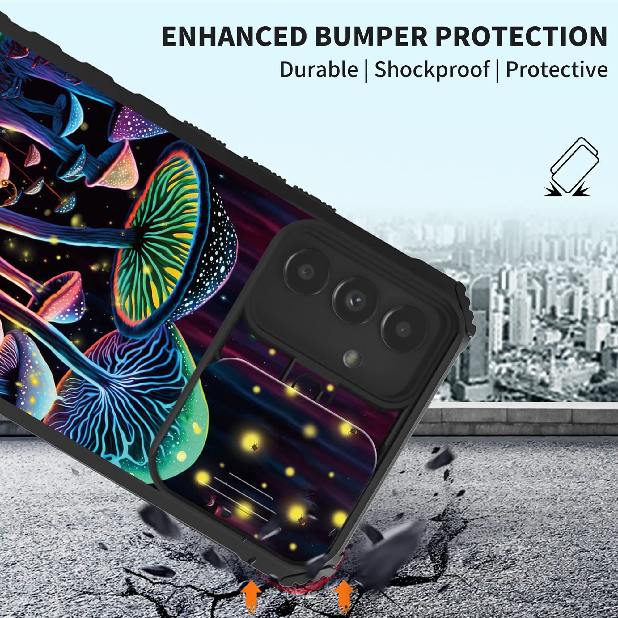 RYUITHDJP for Samsung Galaxy A13 5G Case 6.5" Kickstand Snail Mushroom Design Phone Case for Samsung Galaxy A13 5g Case Camera Lens Protect Shockproof Bumper Full Protection Case