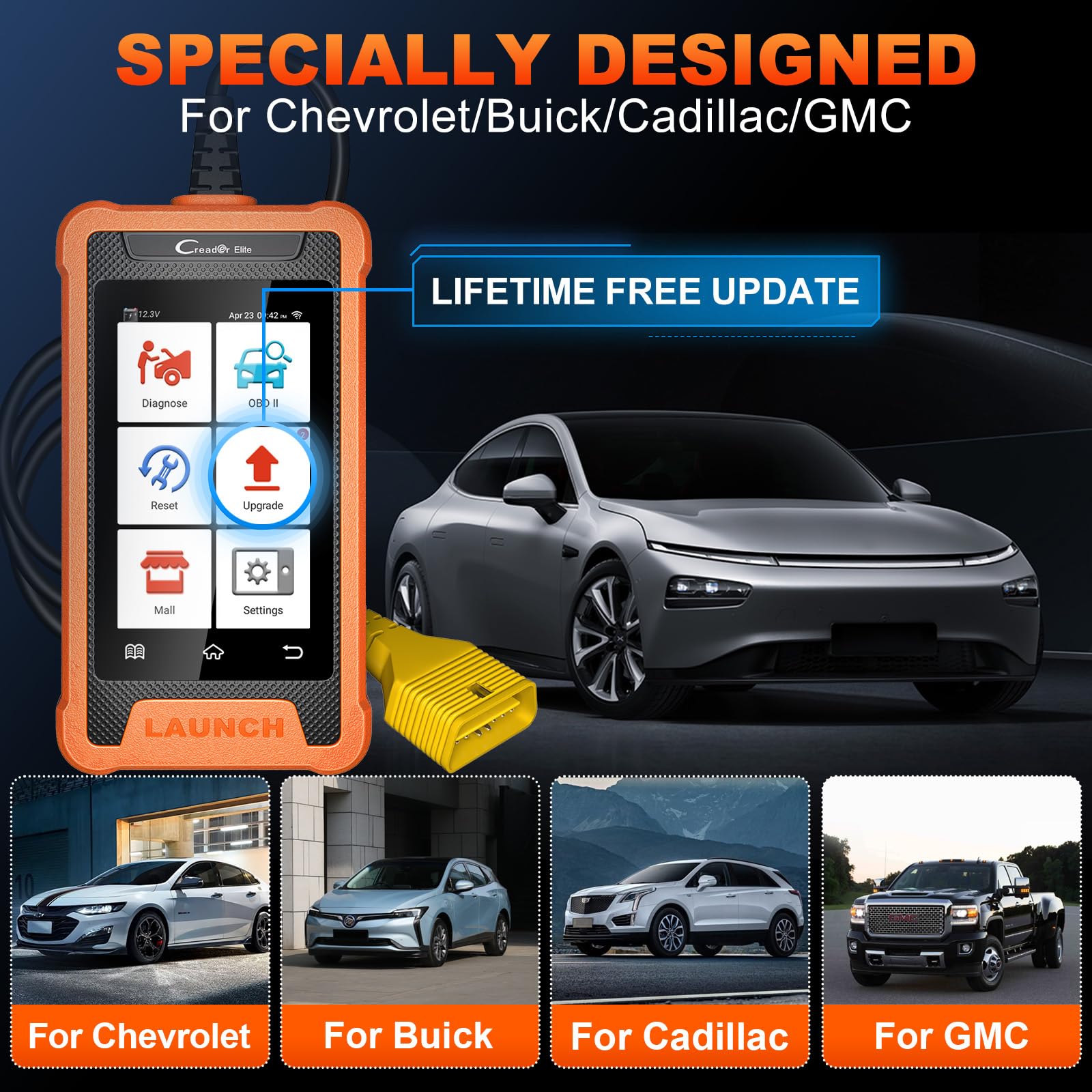 2025 LAUNCH Creader Elite fit for GM Bi-Directional Scanner, All Resets Full System Diagnostic Scan Tool, ECU Coding, Full OBD2 Code Reader for Buick/Chevrolet/Cadillac/GMC, Lifetime Free Update
