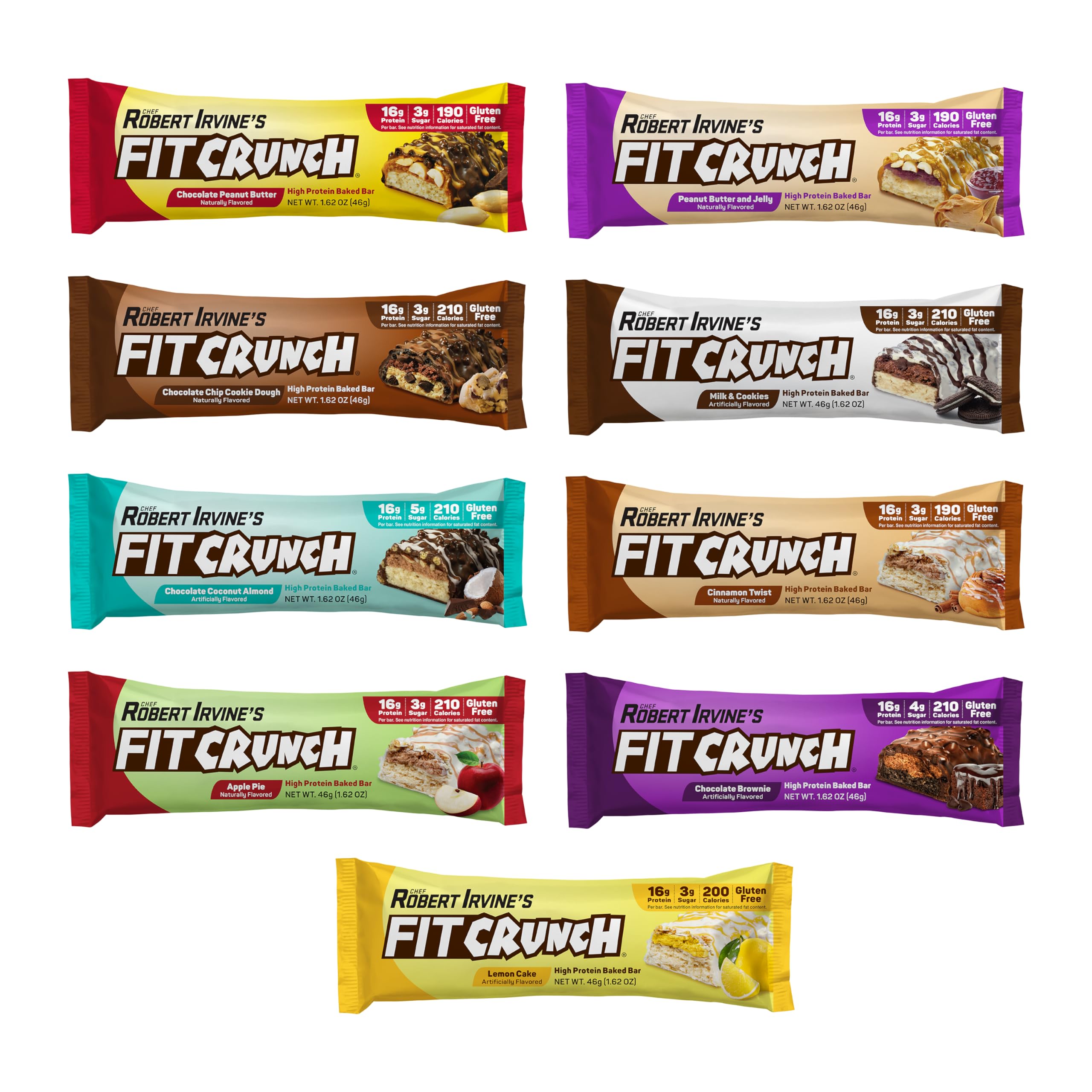 FITCRUNCH Snack Size Protein Bars, 6-Layer Baked Bar, 3g of Sugar, Gluten Free & Soft Cake Core (9 Bars, Flavor Lovers)