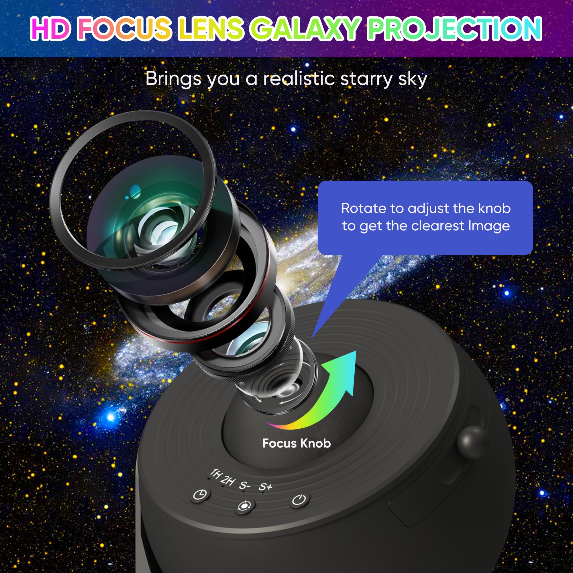 FlyLily Galaxy Projector, 13 in 1 HD Planetarium Star Projector for Bedroom, 360 Rotating Star Projector Light with Adjustable Knob and Timer for Kids, Ceiling, Gifts, Room Decoration