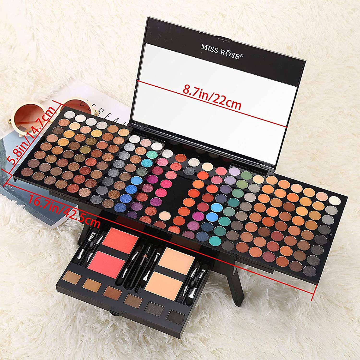 UNIFULL 190 Colors Makeup Pallet,Professional Makeup Kit for Women Full Kit,All in One Makeup Sets for Women&Beginner,include Eyeshadow,Lipstick,Compact Powder,Eyeliner,Concealer(004-Black)