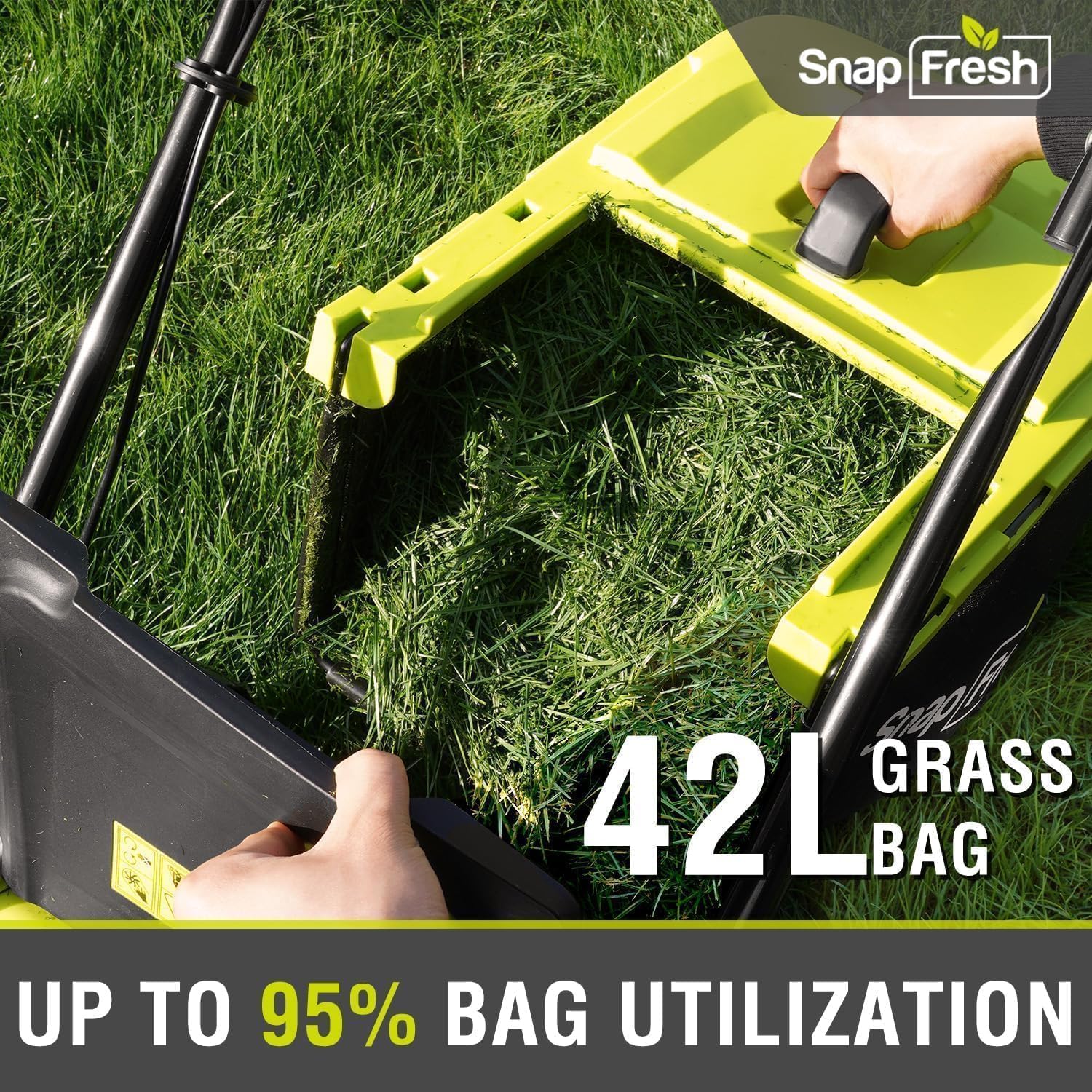SnapFresh Electric Lawn Mower - 40V 16” Cordless Lawn Mower with 4.0Ah Battery x 2 and Fast Charger Included - Battery Operated Push Lawn Mowers with Bagger, Brushless Motor