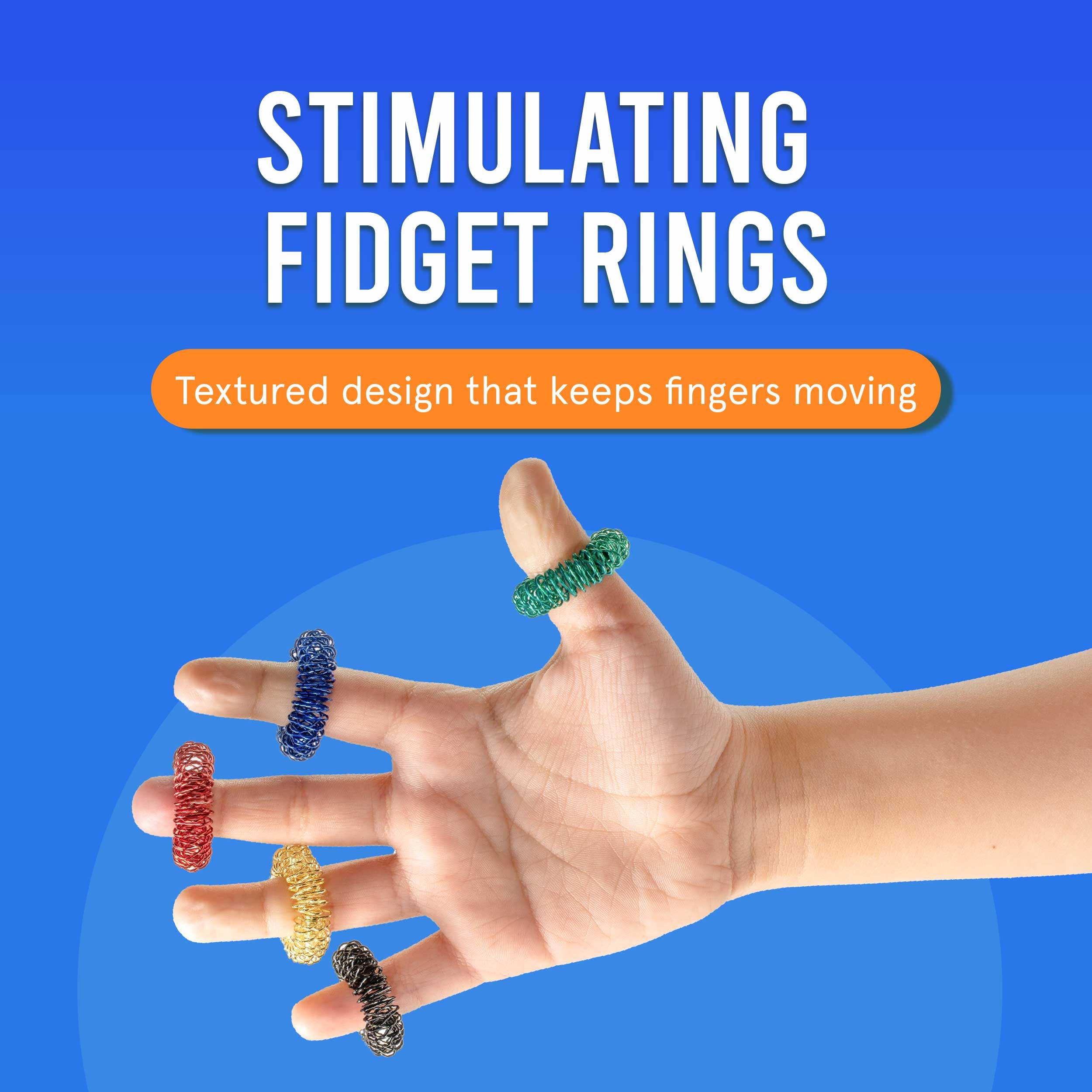 BunMo Spiky Sensory Rings 9pk – Acupressure Rings - Fidget Ring for Adults – Sensory Stimulation & Finger Comfort – Durable & Portable - Spiky Fidget Ring - Stocking Stuffers for Teen Boys