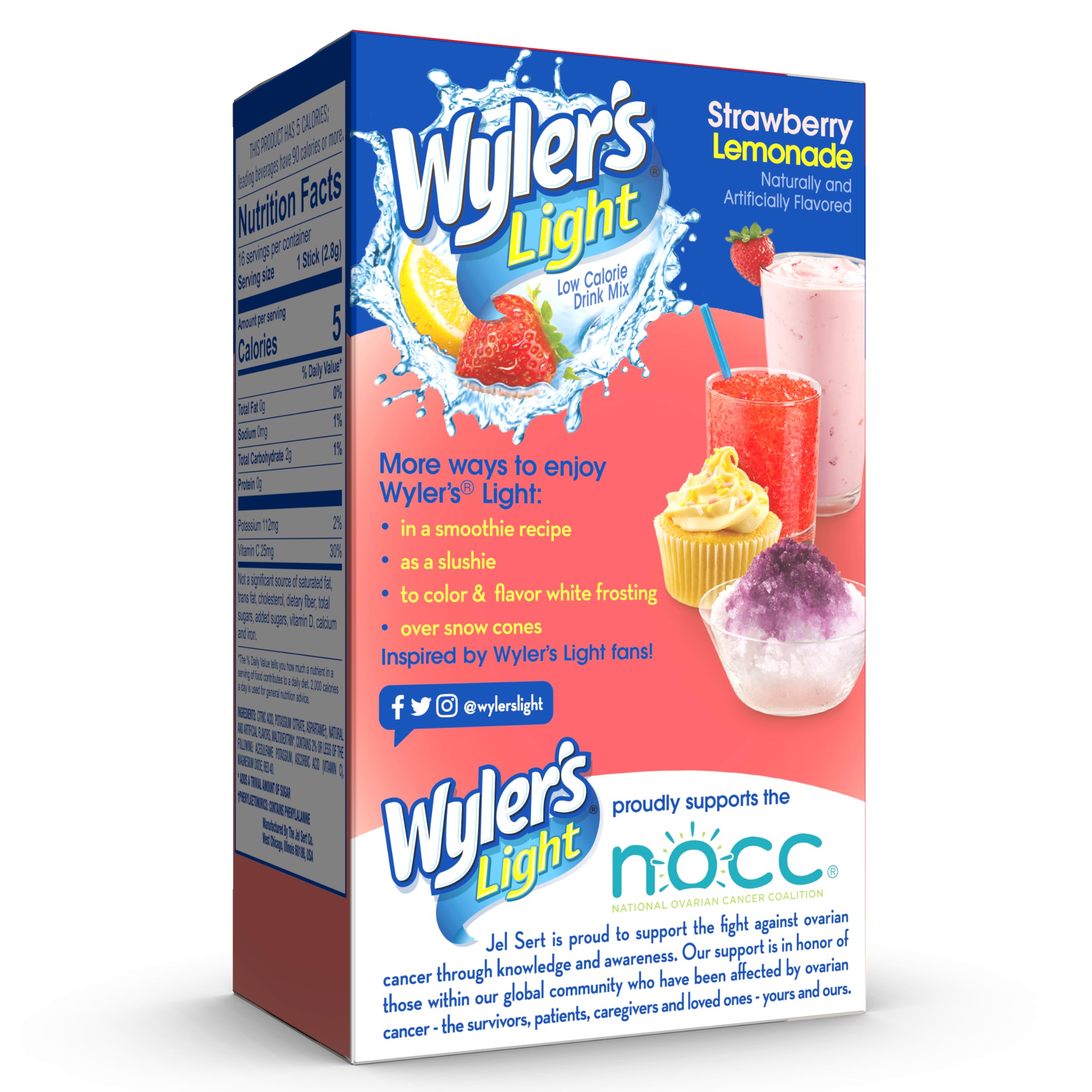 Wyler's Light Singles To Go Powder Packets, Water Drink Mix, Strawberry Lemonade, 16 Count, 6 Boxes (96 Single Servings)