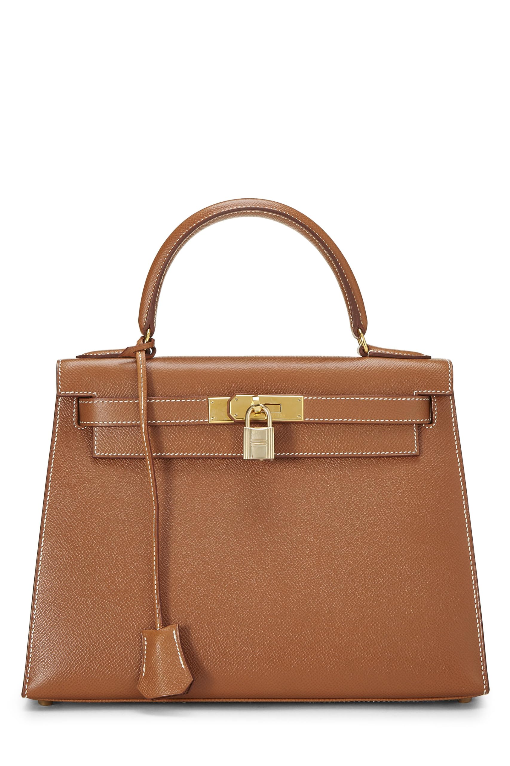 Hermès, Pre-Loved Gold Courchevel Kelly Sellier 28, Hermes Gold