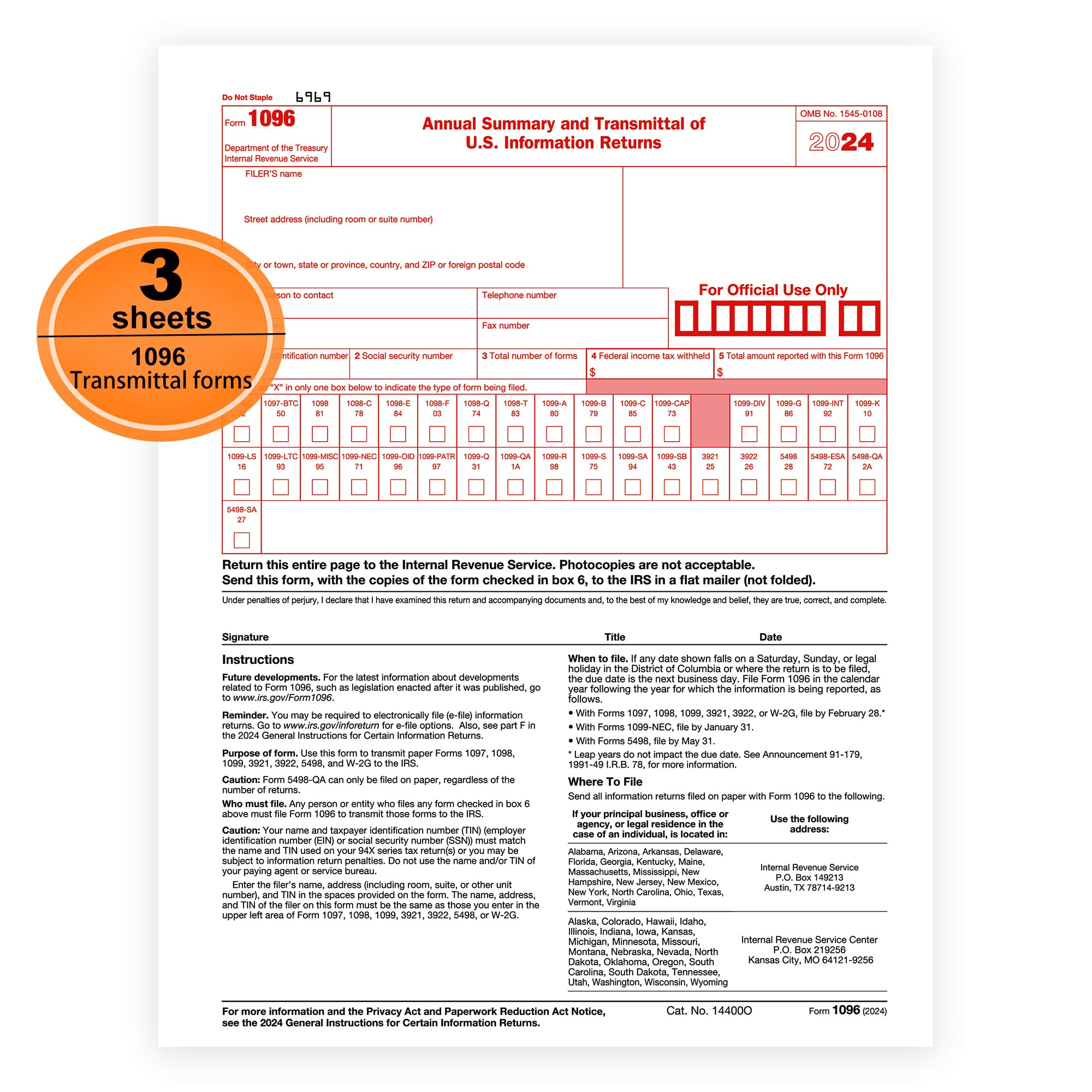 1099-NEC Forms for 2024, 4-Part Tax Forms, Vendor Kit of 25 Laser Forms and 25 Self-Seal Envelopes, Forms Designed for QuickBooks and Other Accounting Software