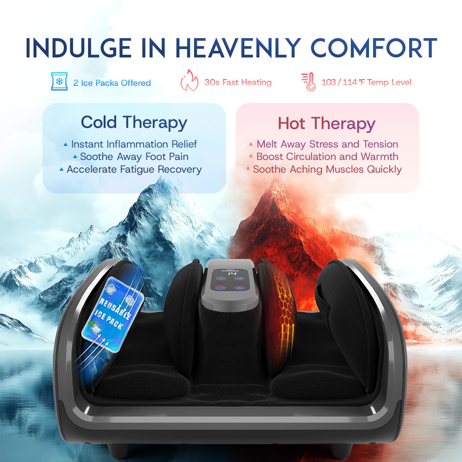 yoyomax Foot Massager for Plantar Fasciitis & Neuropathy HSA FSA Eligible Shiatsu Foot Massager with Heat & Ice Therapy, Kneading & Rolling for Pain Relief, Gel Packs & Footmuffs - Grey