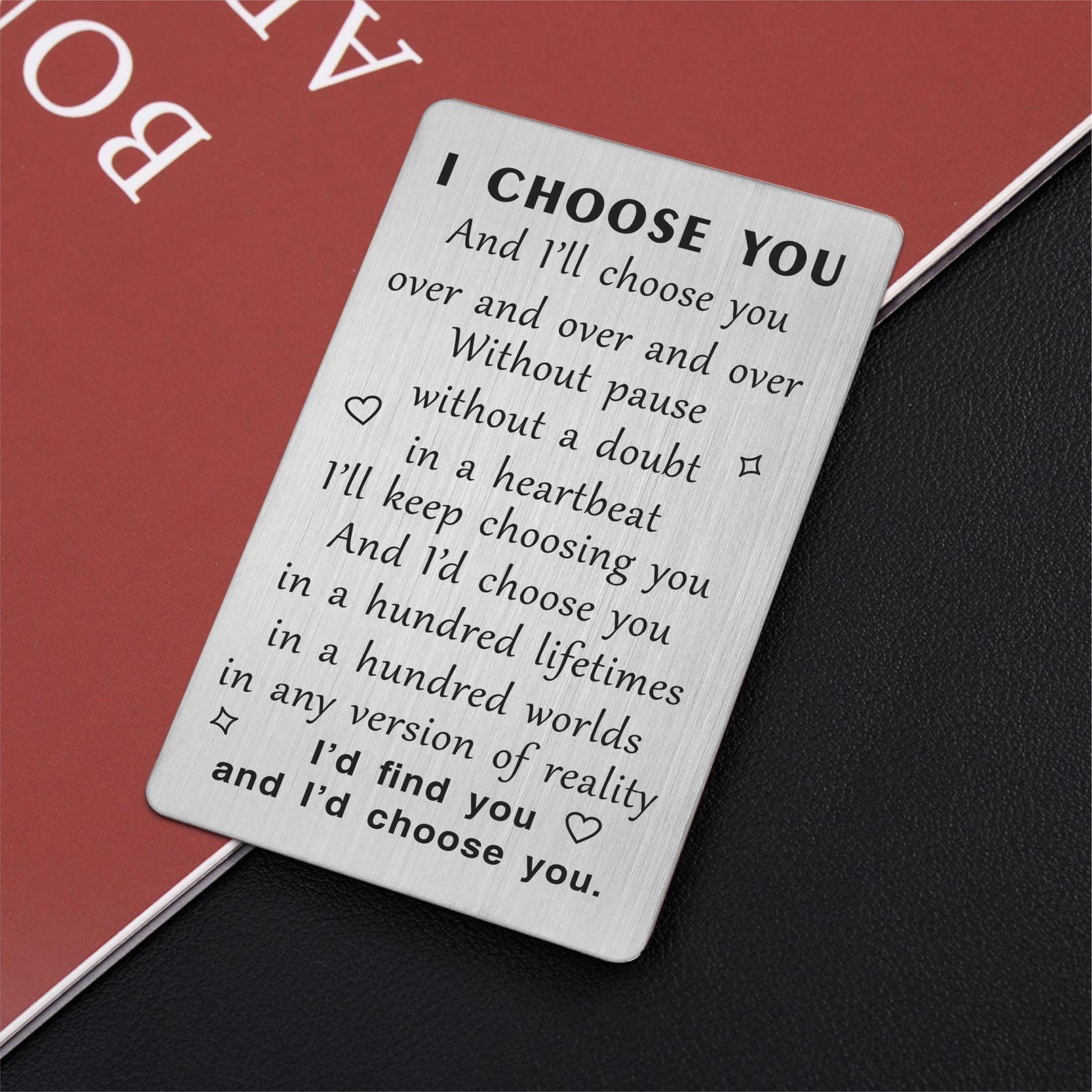 TANWIH I Choose You Wallet Card Gift, Groom Gifts from Bride on Wedding Day, I Love You Cards Gifts for Him Husband, Engagement, Valentines