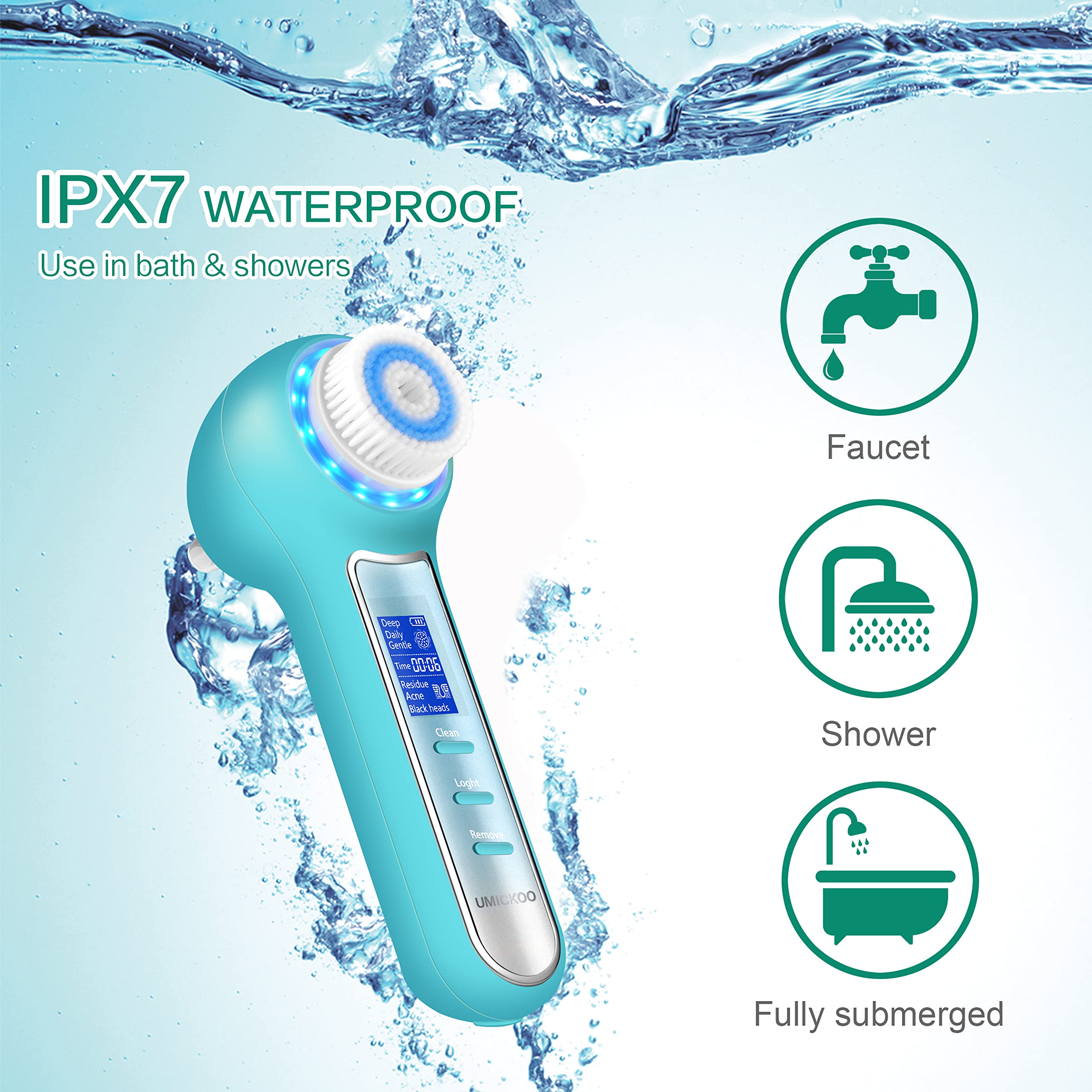 UMICKOO Blackhead Remover Vacuum,Rechargeable Facial Cleansing Brush with LCD Screen,IPX7 Waterproof 3 in 1 Face Scrubber Brush for Exfoliating, Massaging and Deep Pore Cleansing