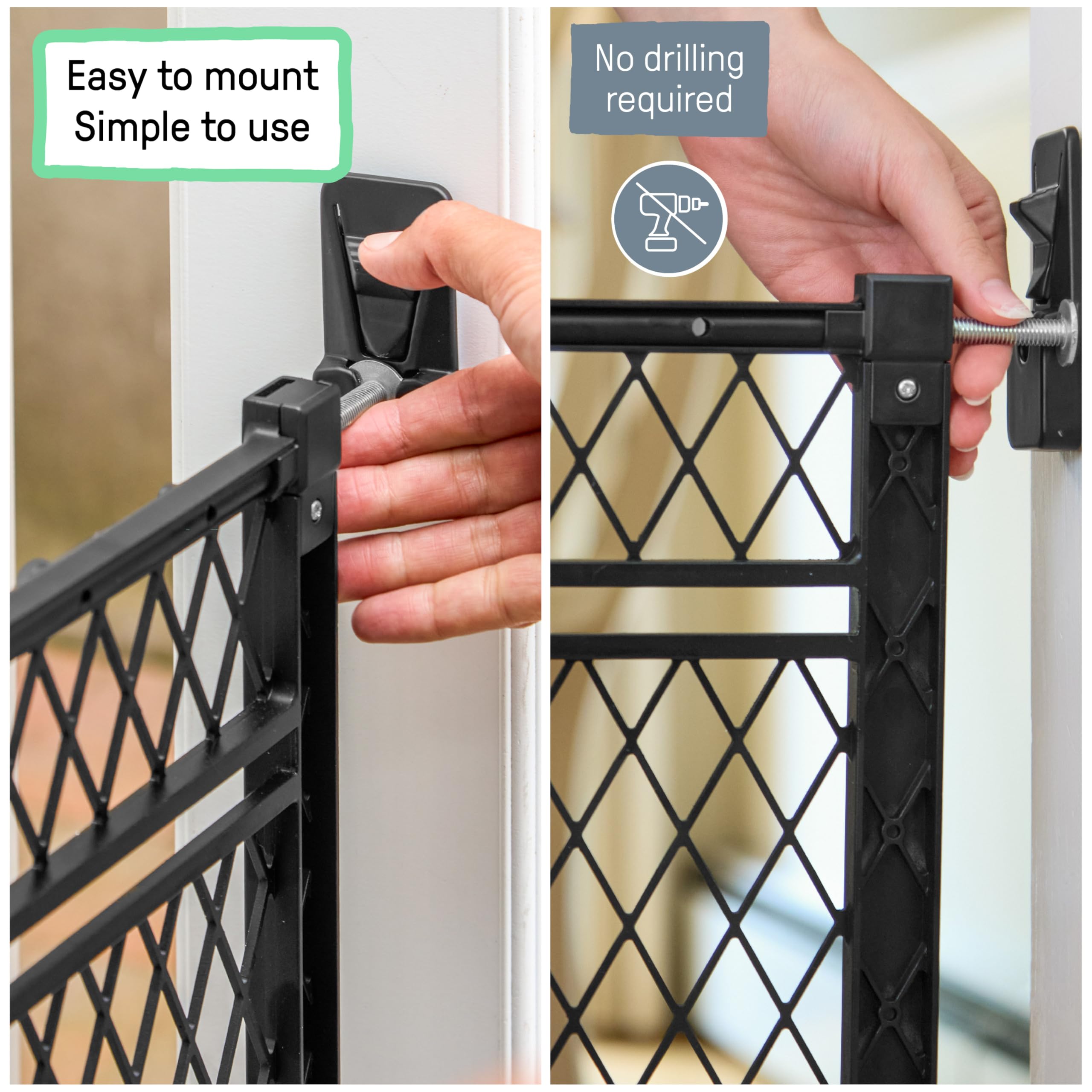Ingenuity Doorway 42W Series Dog and Baby Gate, Indoor Outdoor, Won't Rust or Fade, Plastic Panel with Galvanized Steel Reinforcement, Fits 23-42" Openings, 24” Tall