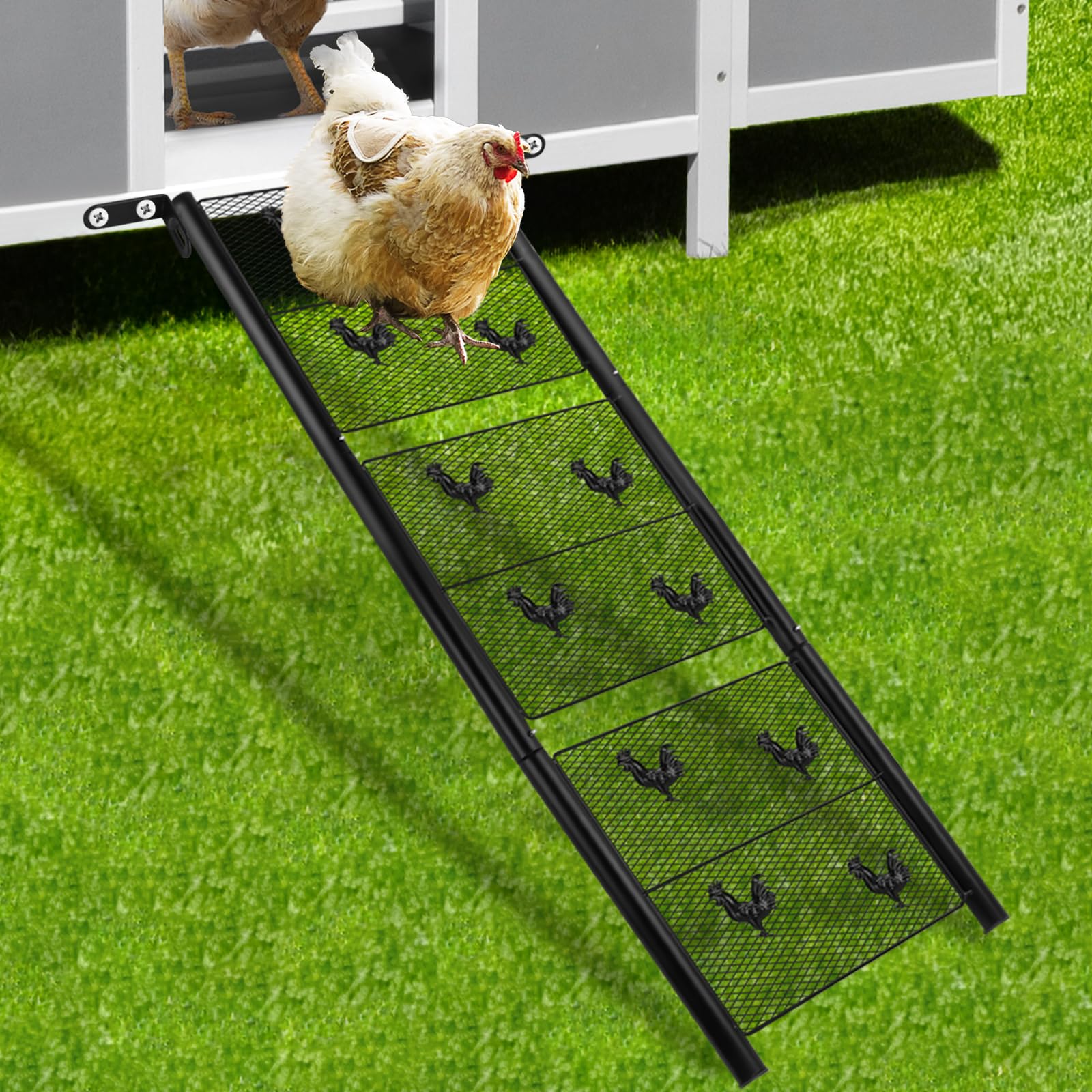Chicken Coop Ramp, Chicken Ladder & Coop Accessories, Ladder Length Adjustable for Henhouse, Coop Steps for Feet Problem or Cannot Fly Chickens, Heavy Duty Sturdy,Corrosion-Resistant, and Waterproof