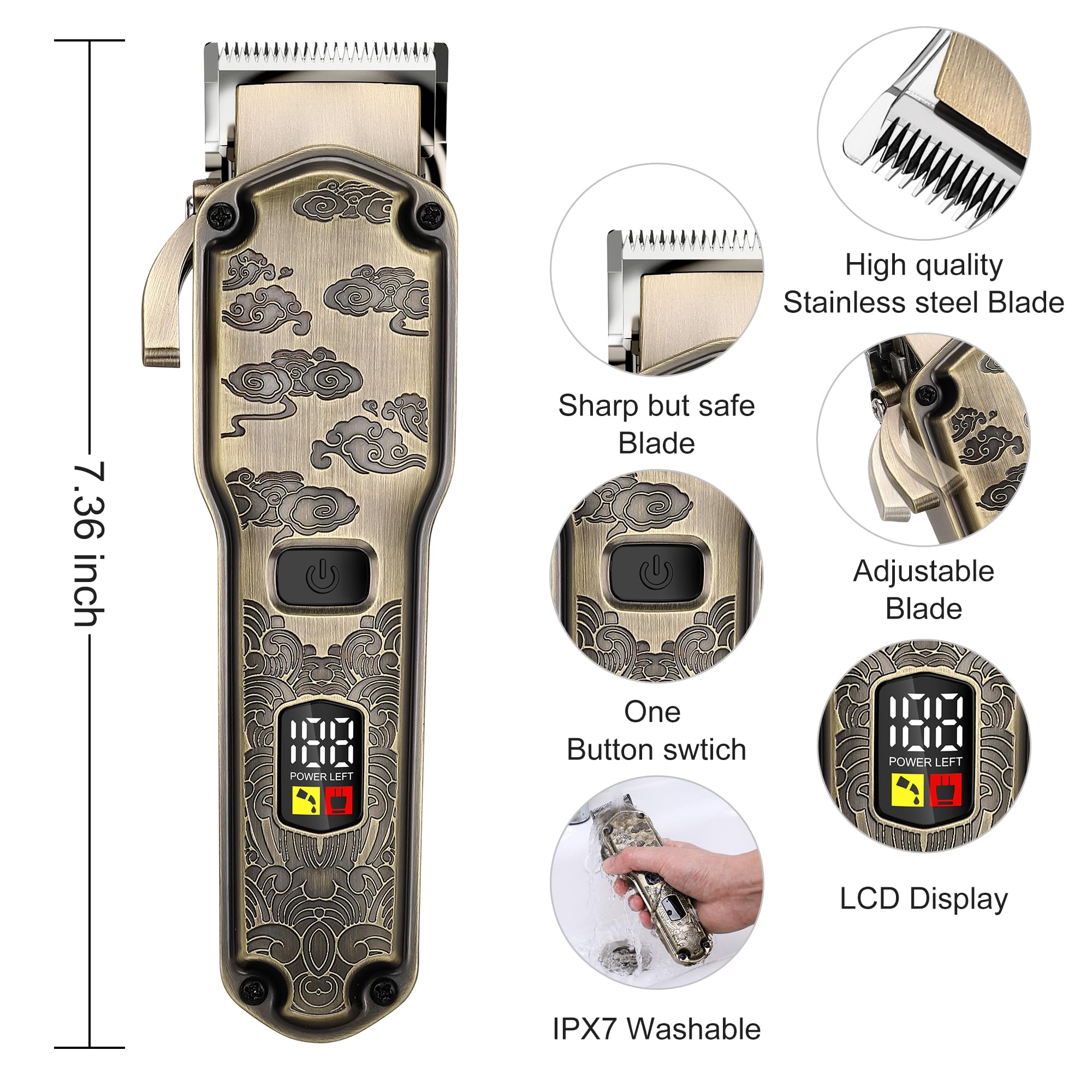 Hatteker Professional Hair Clippers for Men Beard Trimmer Clippers and Trimmer Set Waterproof T-Blade Trimmer Cordless Grooming Kit Nose Body Hair Trimmer Barber Clippers Hair Cutting Kit
