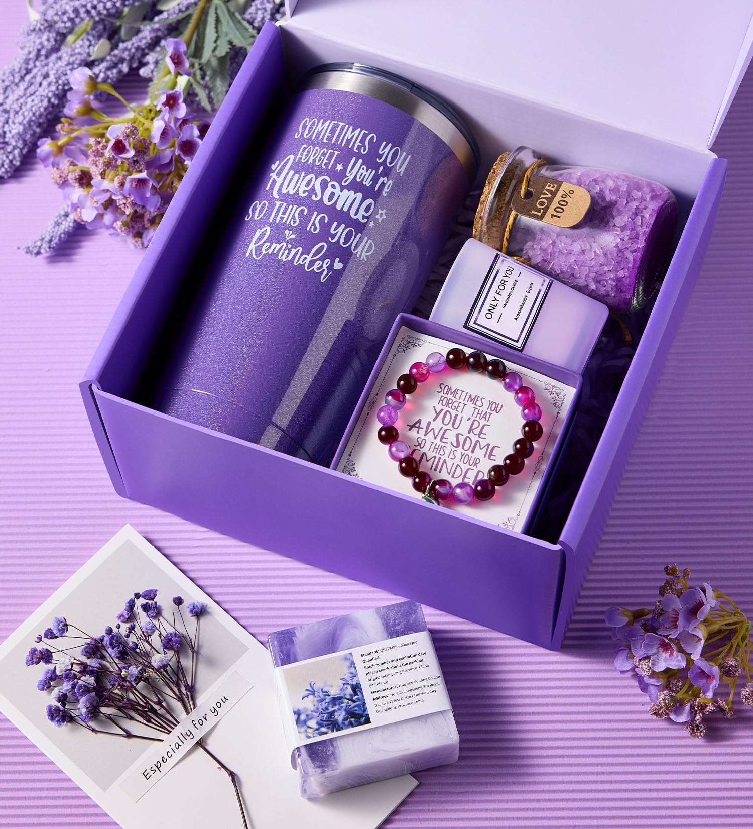 Christmas Gifts for Women Mom Best Friend, Unique Birthday Valentines Mother's Day Thank You Gift for Women, Lavender Spa Gift Basket Set for Her, Self Care Get Well Retirement Appreciation Gifts