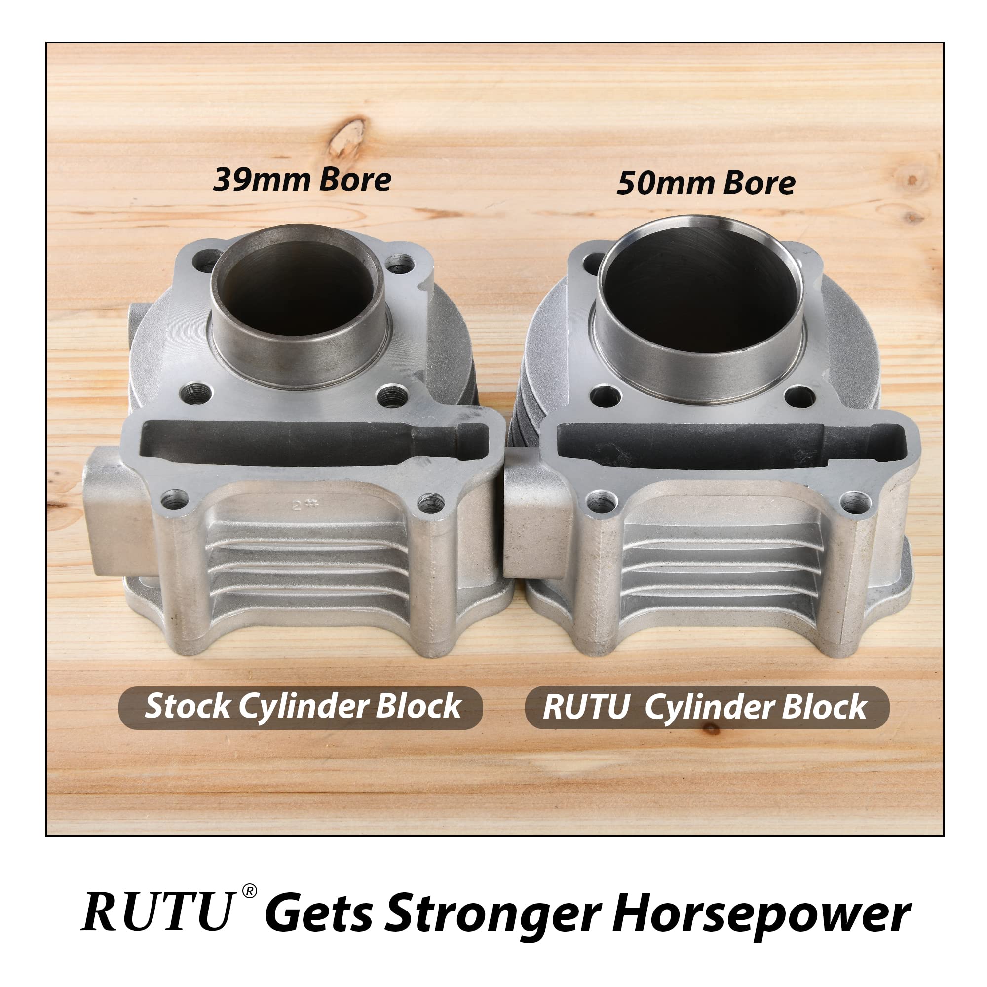 RUTU 69mm Valve GY6 Big Bore Kit 100cc,with 6pin Racing CDI Ignition Coil,Compatible with Big Bore Kit for 49cc, 50cc & 139QMB Scooter Engines - 50mm Cylinder Block, 90cc, Boosts HP & Speed 5-10mph