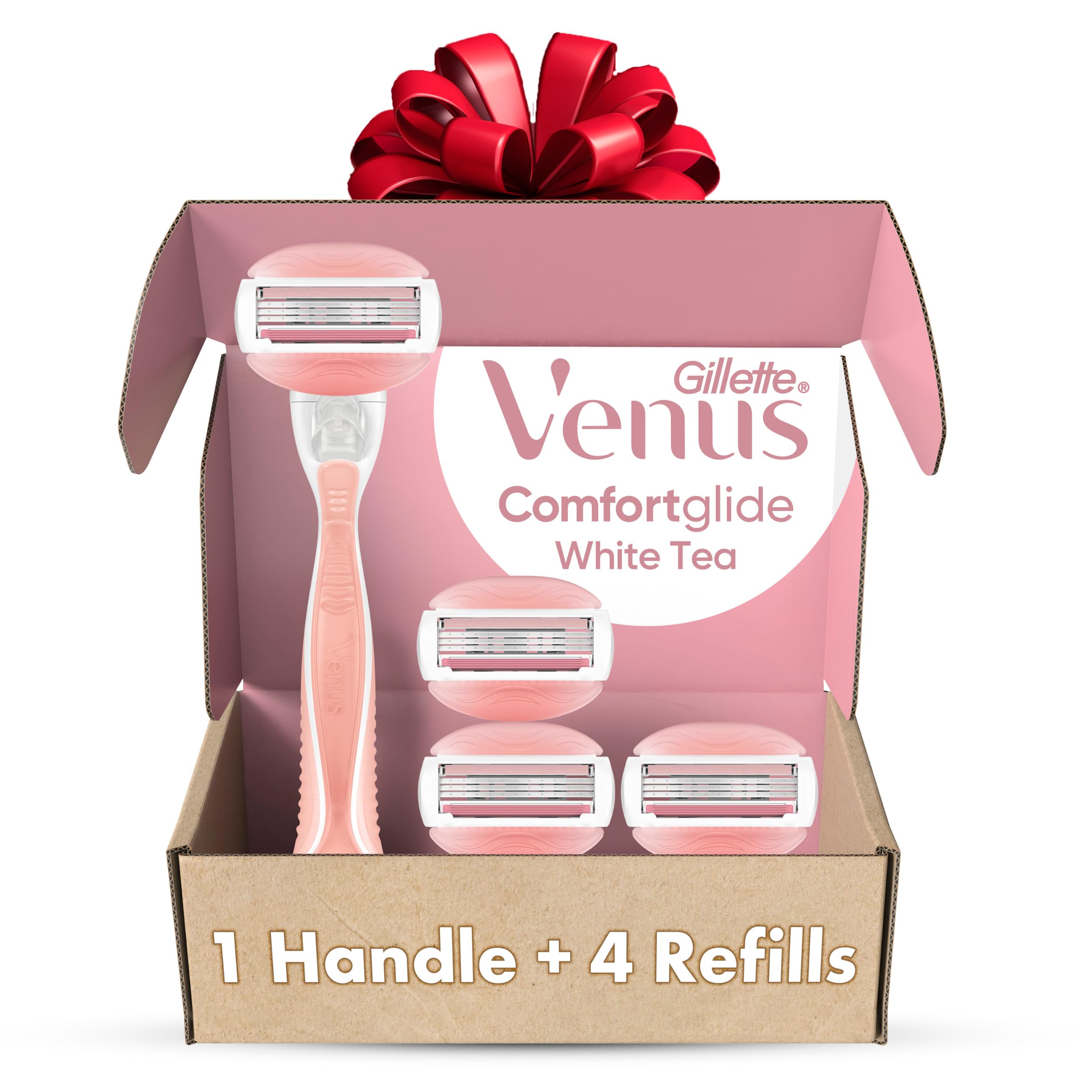 Gillette Venus ComfortGlide White Tea Women's Razor 1 Handle + 4 Blade Refills, Holiday Gifts for Women