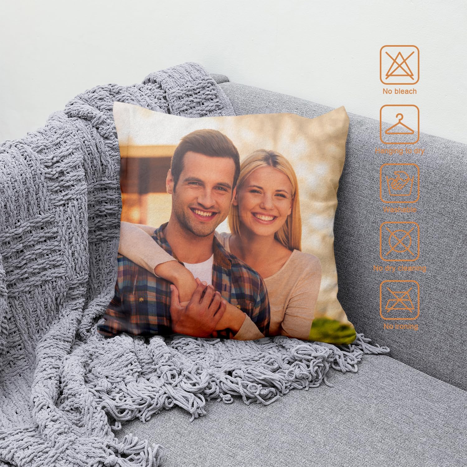 GagetElec Custom Pillows with Picture (20 Inch X 20 Inch Optional Pillow Insert) Personalized Couple PillowCover,Optional Two-Sides Design Printed,Custom Gifts for Couples,Mother,Father