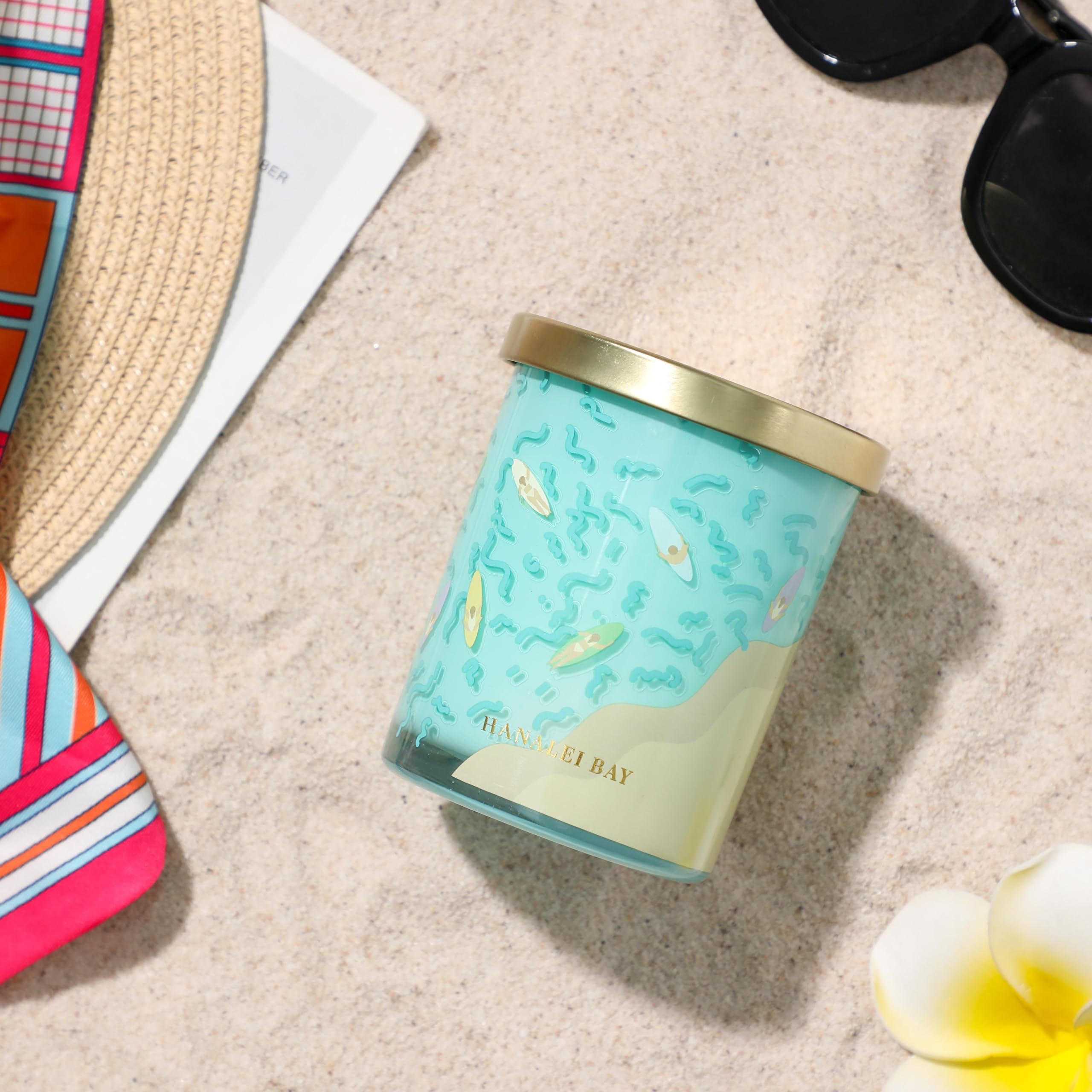 Hanalei Bay Candle,Summer Candles,Sea Salt & Ocean Scented Candles,Gifts for Friend,Surfer,Sunbather,Beach Lover,Soy Wax Candle for Home Decor,10oz
