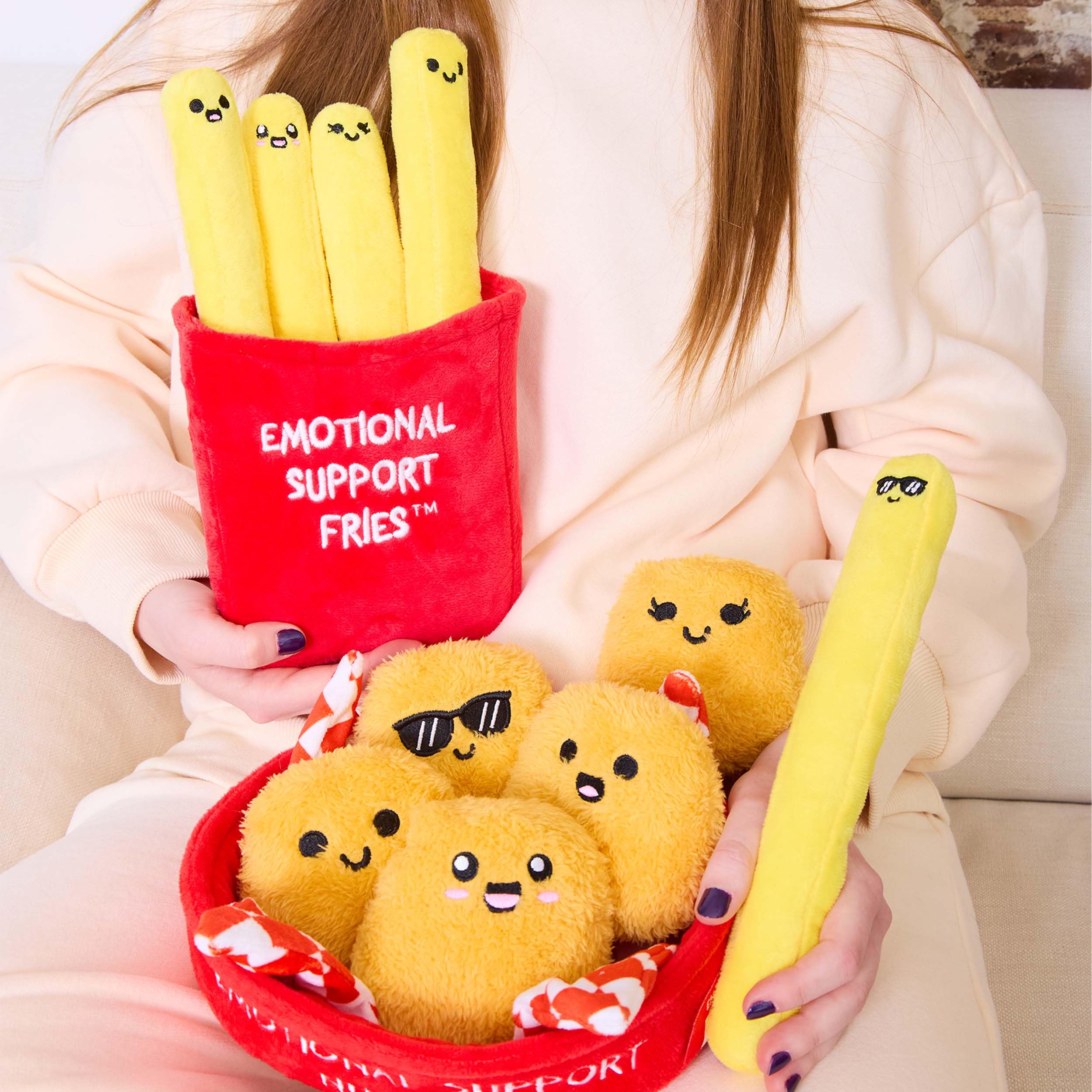 WHAT DO YOU MEME? Emotional Support Fries - The Cuddly Plush Comfort Food — French Fry Stuffed Animals, Great as Stocking Stuffers for Kids and Teens!