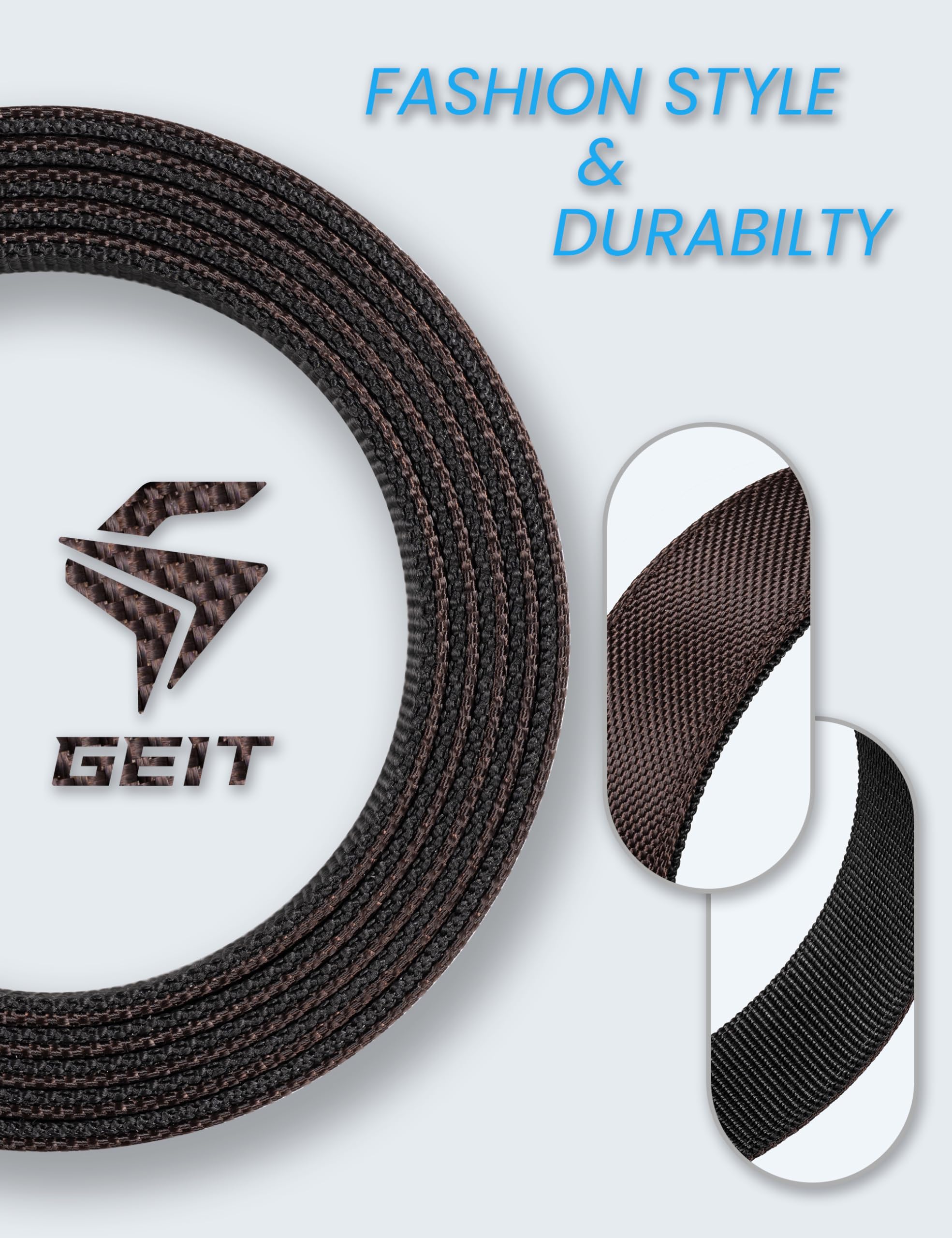GEIT Nylon Ratchet Belts for Men,Casual Business Web Belt with Automatic Slide Buckle,Customizable Fit (35mm)