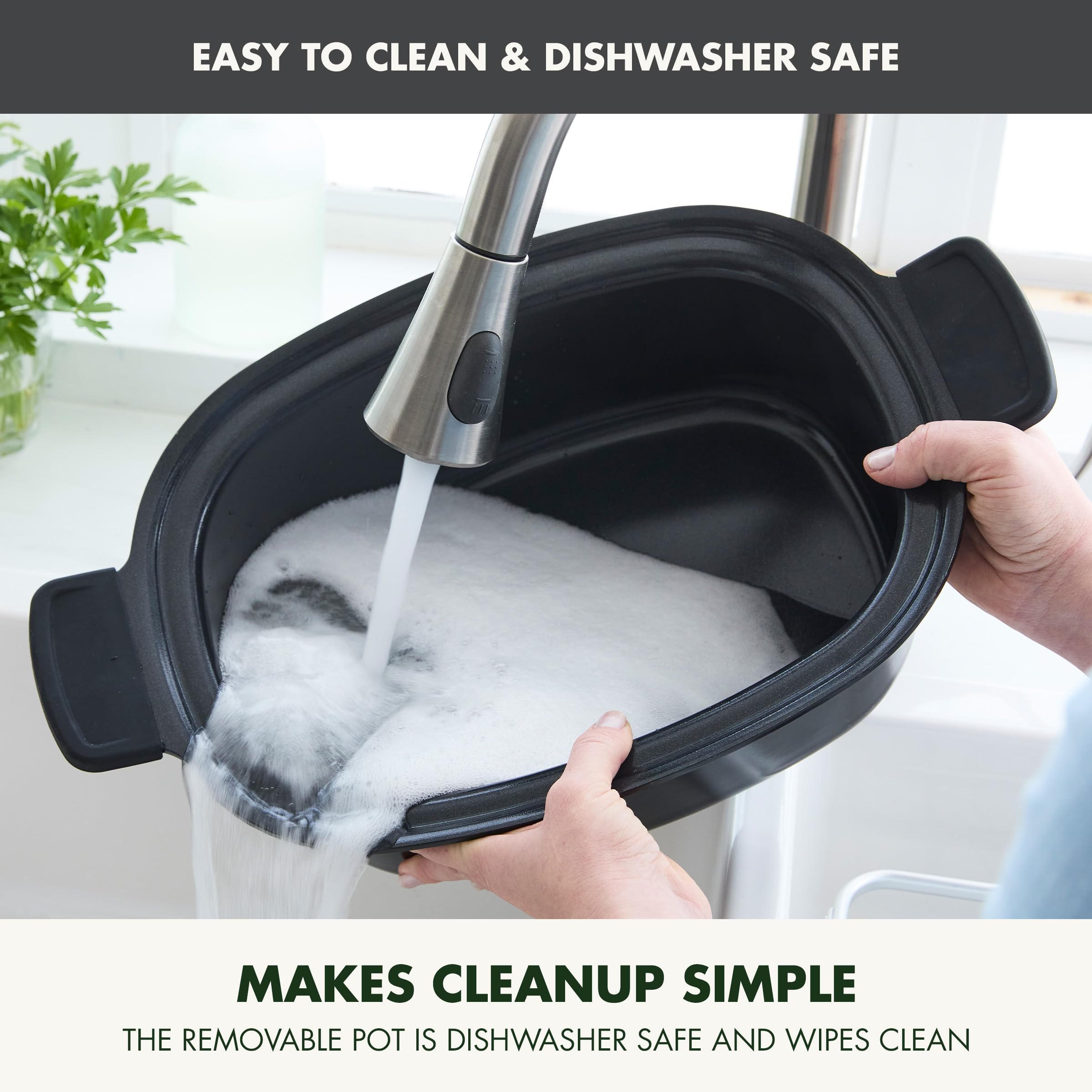 GreenPan Elite 8-in-1 Programmable 6QT Electric Slow Cooker, Dishwasher Safe Lid & Removable Crock, PFAS-Free Healthy Ceramic Nonstick Multi-Cooker, Sear,Sauté/Brown,Steam Basket,Roast, Graphite