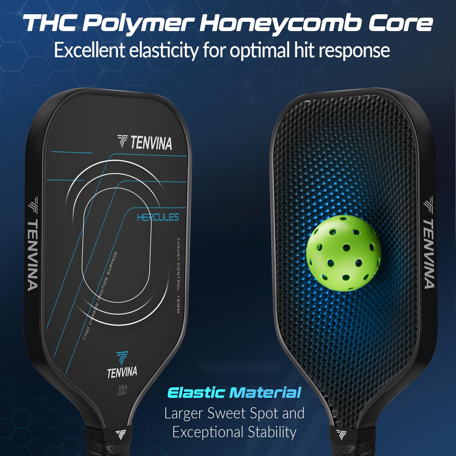 TENVINA Pickleball Paddles, Multi-Layer T700SC Friction Carbon Fiber Pickleball Paddle, 4-Types of Shapes and Thicknesses, Strong Power and Spin Surface of USAPA Approved Pickle Ball Paddle