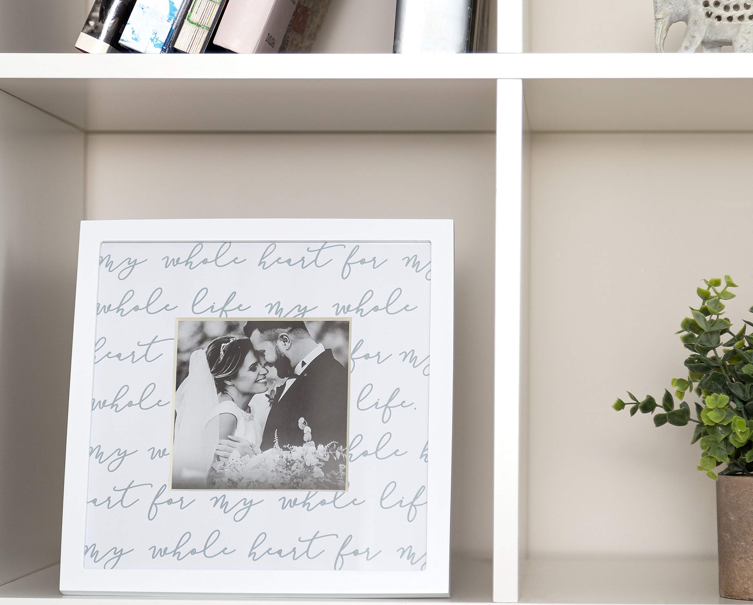 Pearhead Wedding Script Picture Frame, Newlyweds Gift, Wedding Registry, Bridal Shower Gift, White