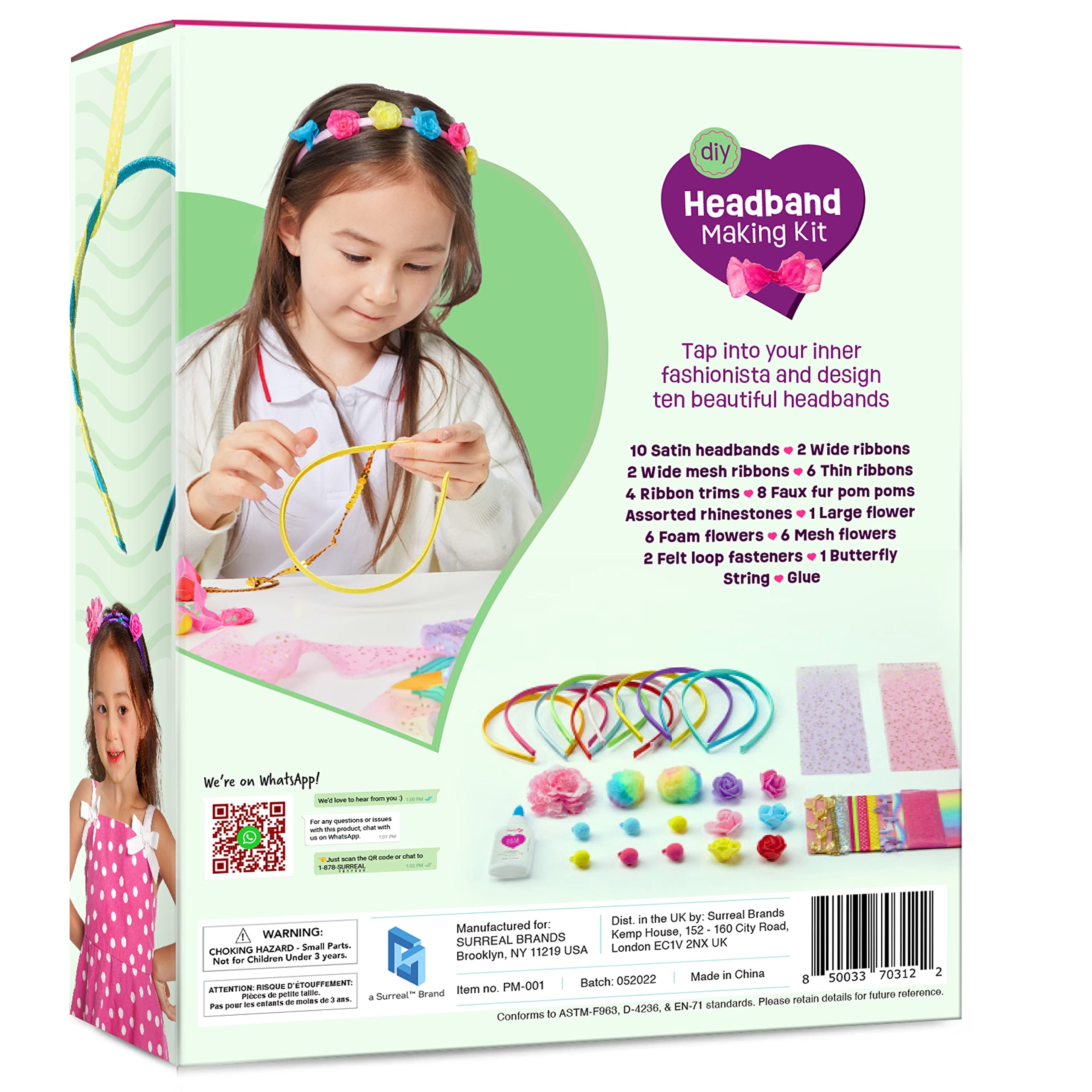 Headband Making Kit for Girls - Make Your Own Fashion Headbands for Kids - DIY Hair Accessories Set - Arts & Crafts Easter Gift for Ages 5-12 Year Old Girl - Little Children's Art & Craft Gifts