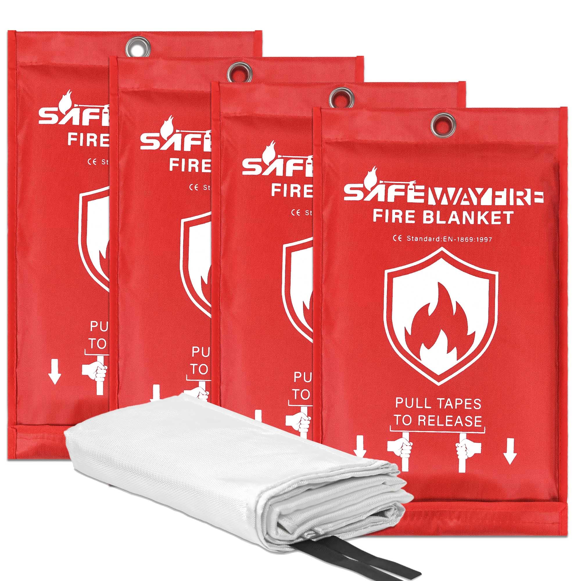 Safewayfire Emergency Fire Blanket - 4 Pack - Fiberglass Fire Blanket for Home, 39.4'' x 39.4'' Fire Suppression Blanket for Kitchen