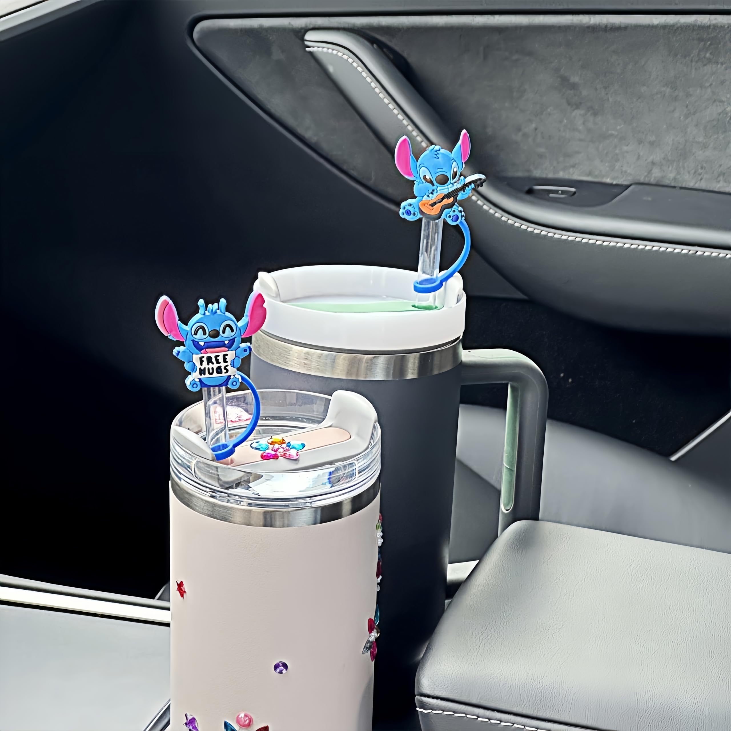 YKIAMGH 210pcs Water Bottle Stickers and 5pcs Stitch Strraw Toppers for Stanley