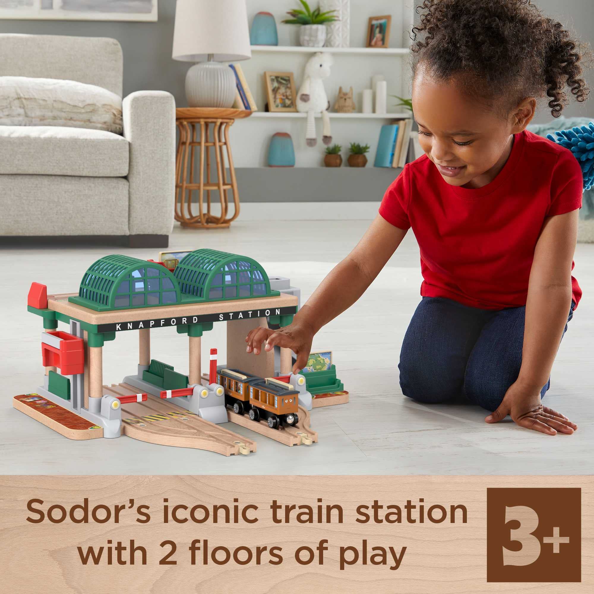 Thomas & Friends Wooden Railway Toy Train Set Knapford Station Passenger Pickup Wood Playset for Preschool Kids Ages 3+ Years