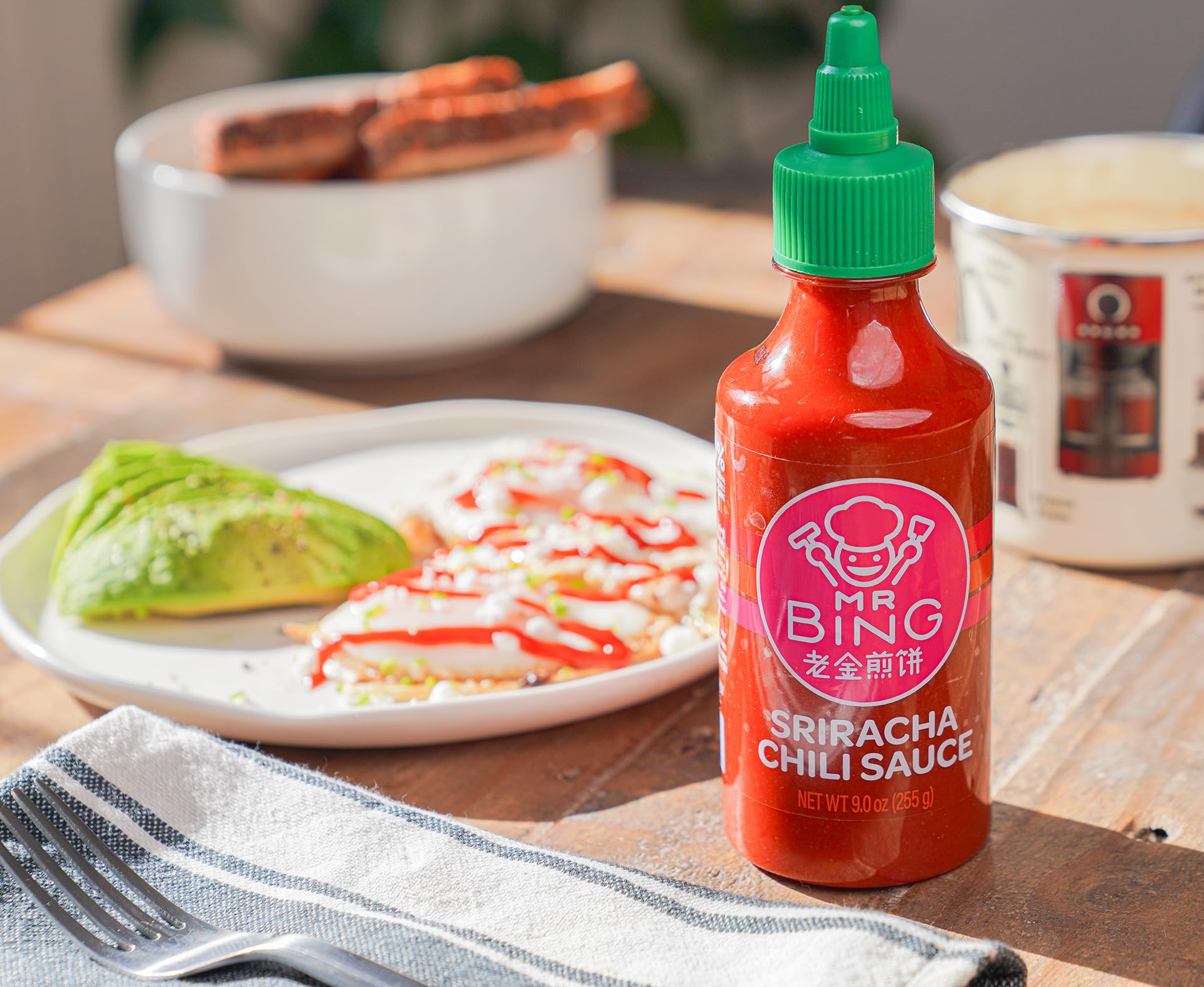 Mr. Bing Sriracha Chili Sauce 18oz | Made with Thai Chilis from Family Owned Farms | Spicy Bold Flavor Perfect For Sauces, Dips, Marinades (18 oz, 1, Count)