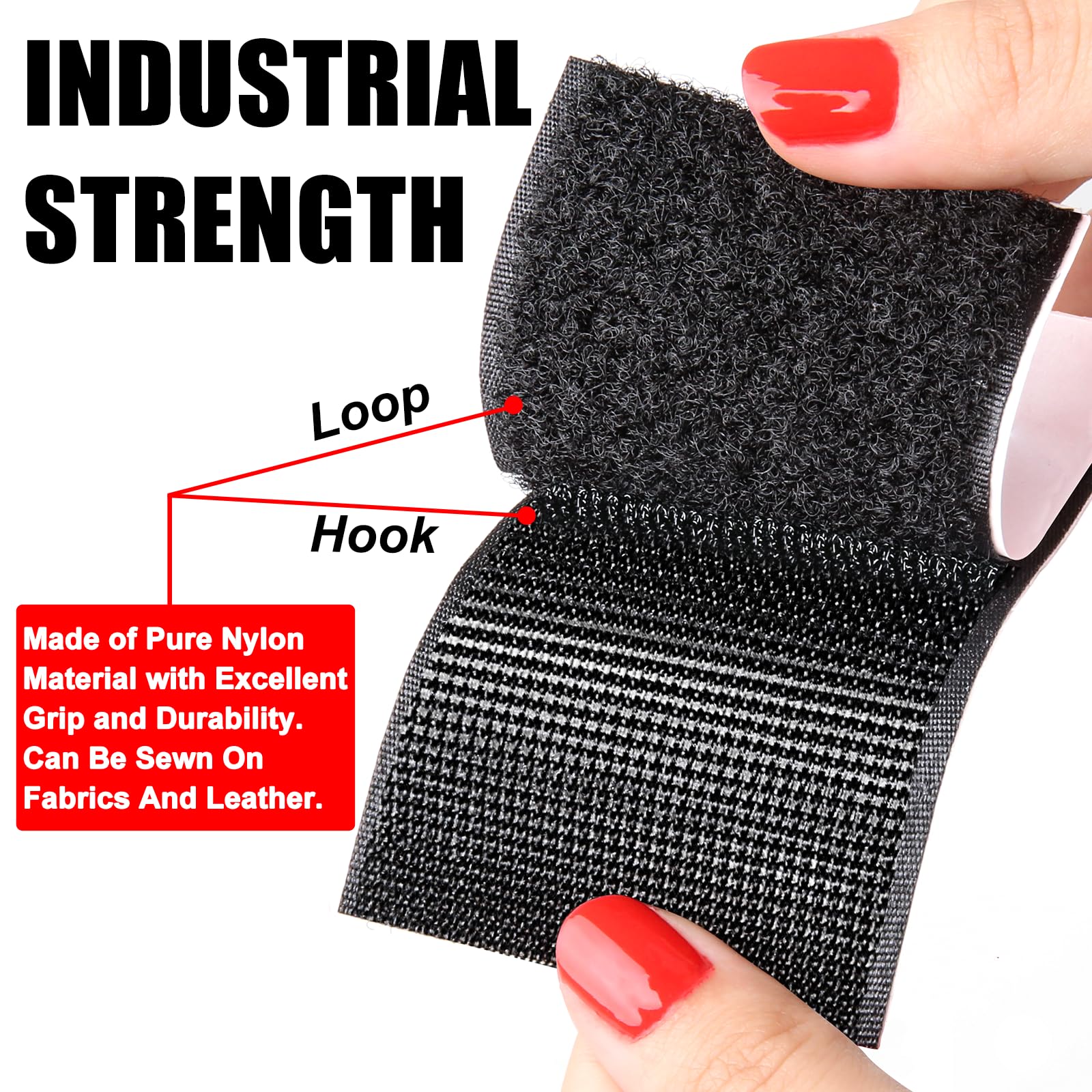 PHIXBEAR 2" x 8.2' Industrial Strength Hook and Loop Tape, Made of 3M Adhesive Backed Heavy Duty Strips for Couch Cushions, Wall Mounting, Home & Office – Black