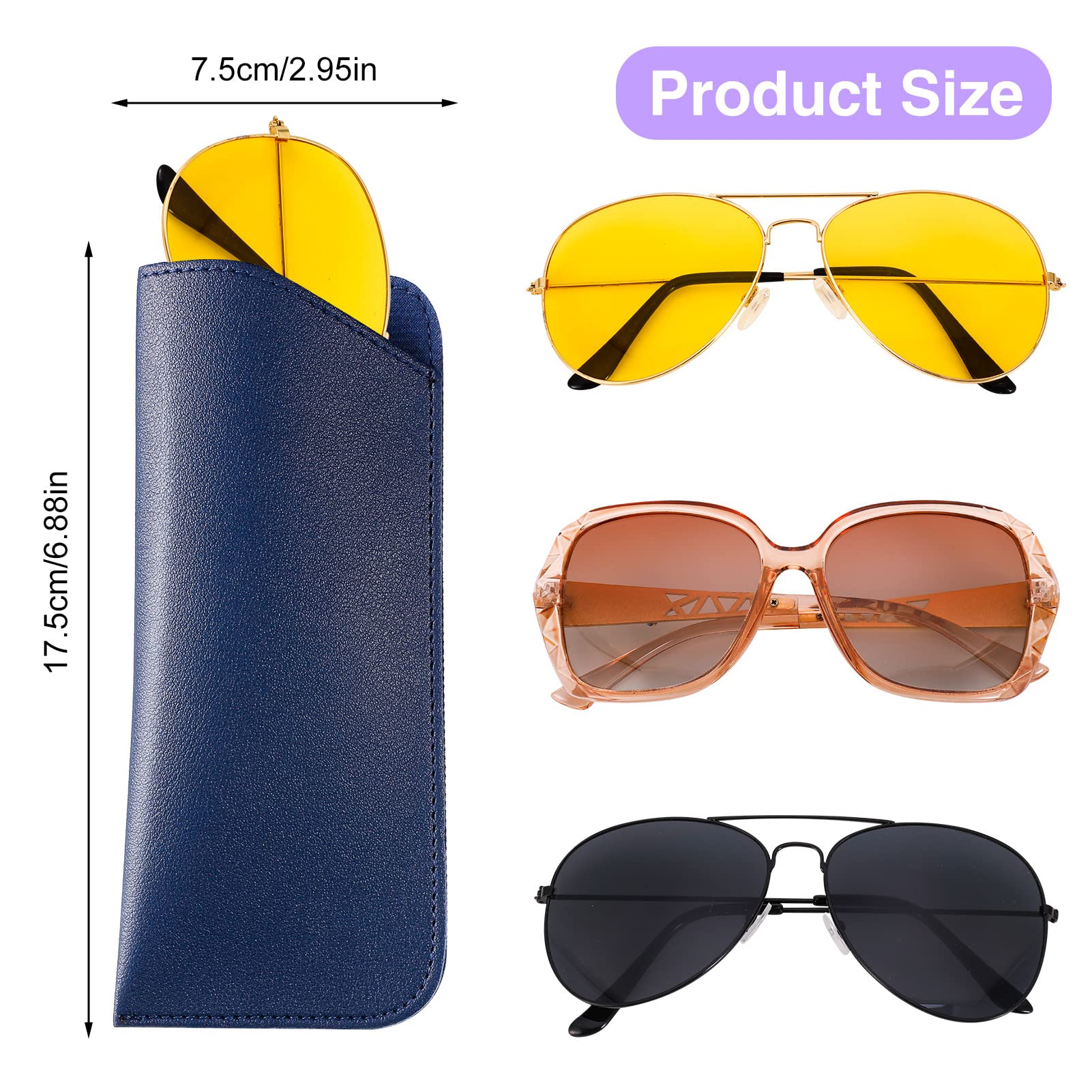 CREPUSCOLO 6 Pack Soft Glasses Cases, Leather Eyeglass Cases Travel Glasses Case for Women, Men, Kids