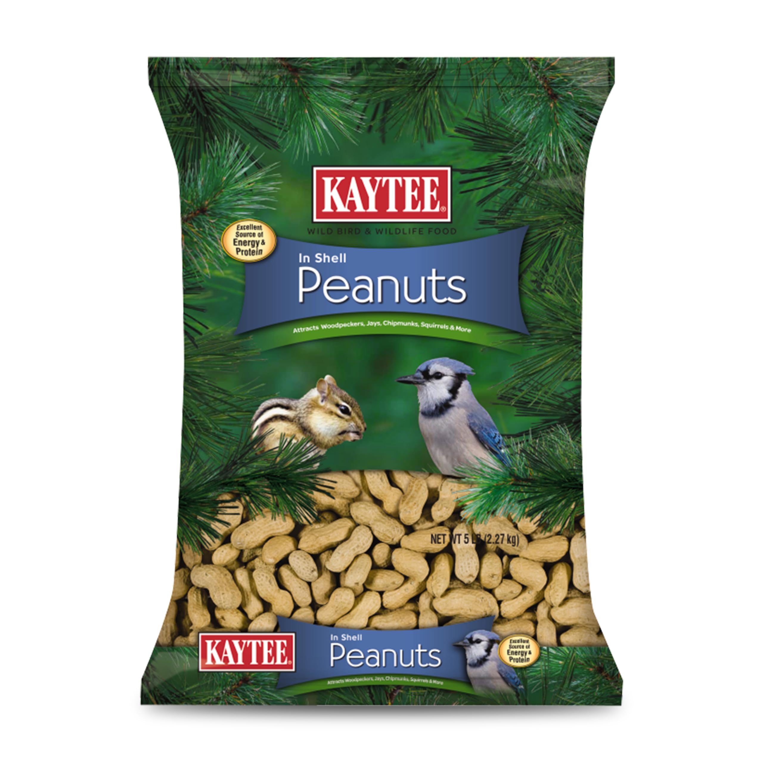 Kaytee Raw Peanuts in Shell for Squirrels, Woodpeckers, Nuthatches, Jays, Towhees, Cardinals, Indigo Buntings, and Other Wild Birds, 5 Pound