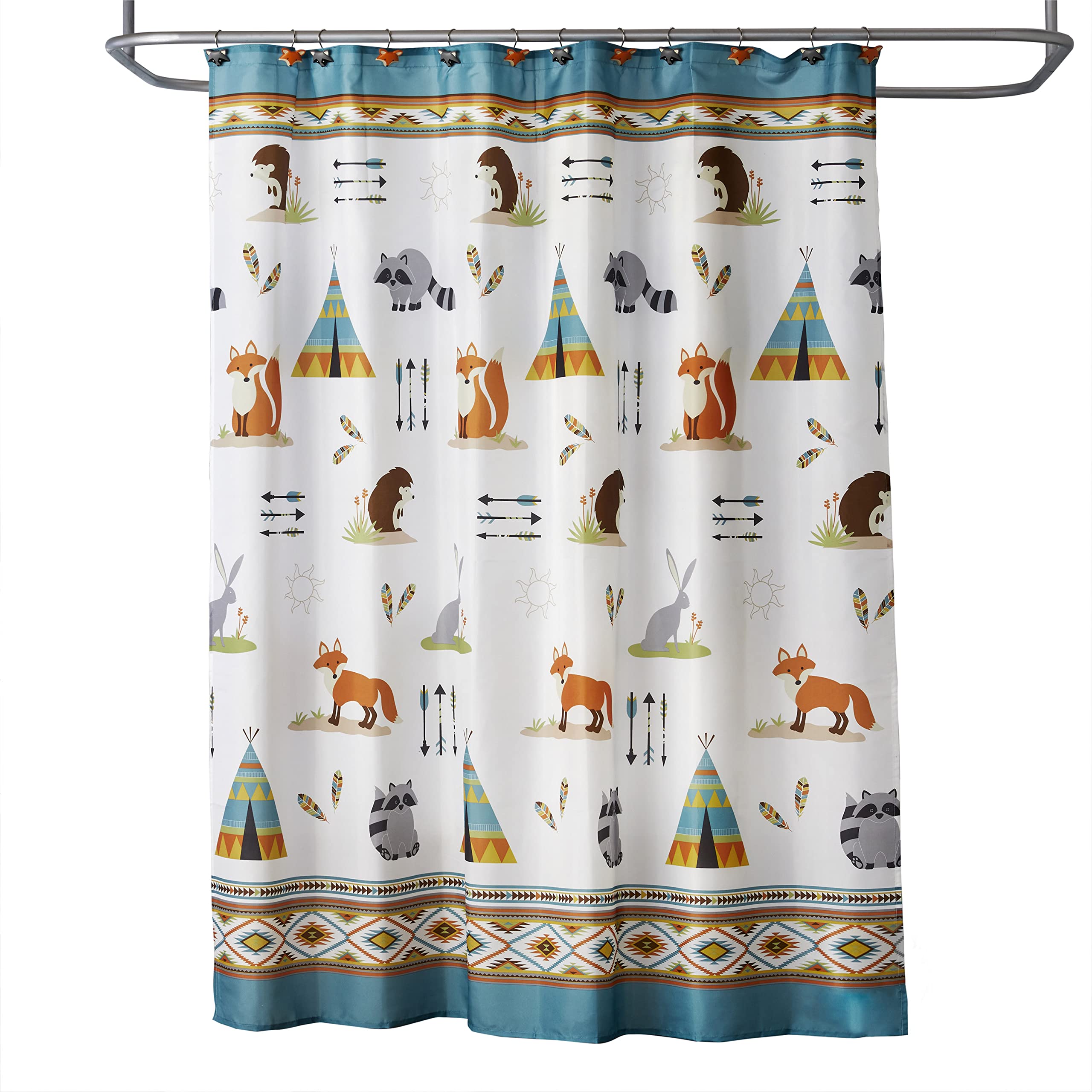 SKL Home by Saturday Knight Ltd. Forest Animals Shower Curtain, Multi Color 70.00" x 72.00"