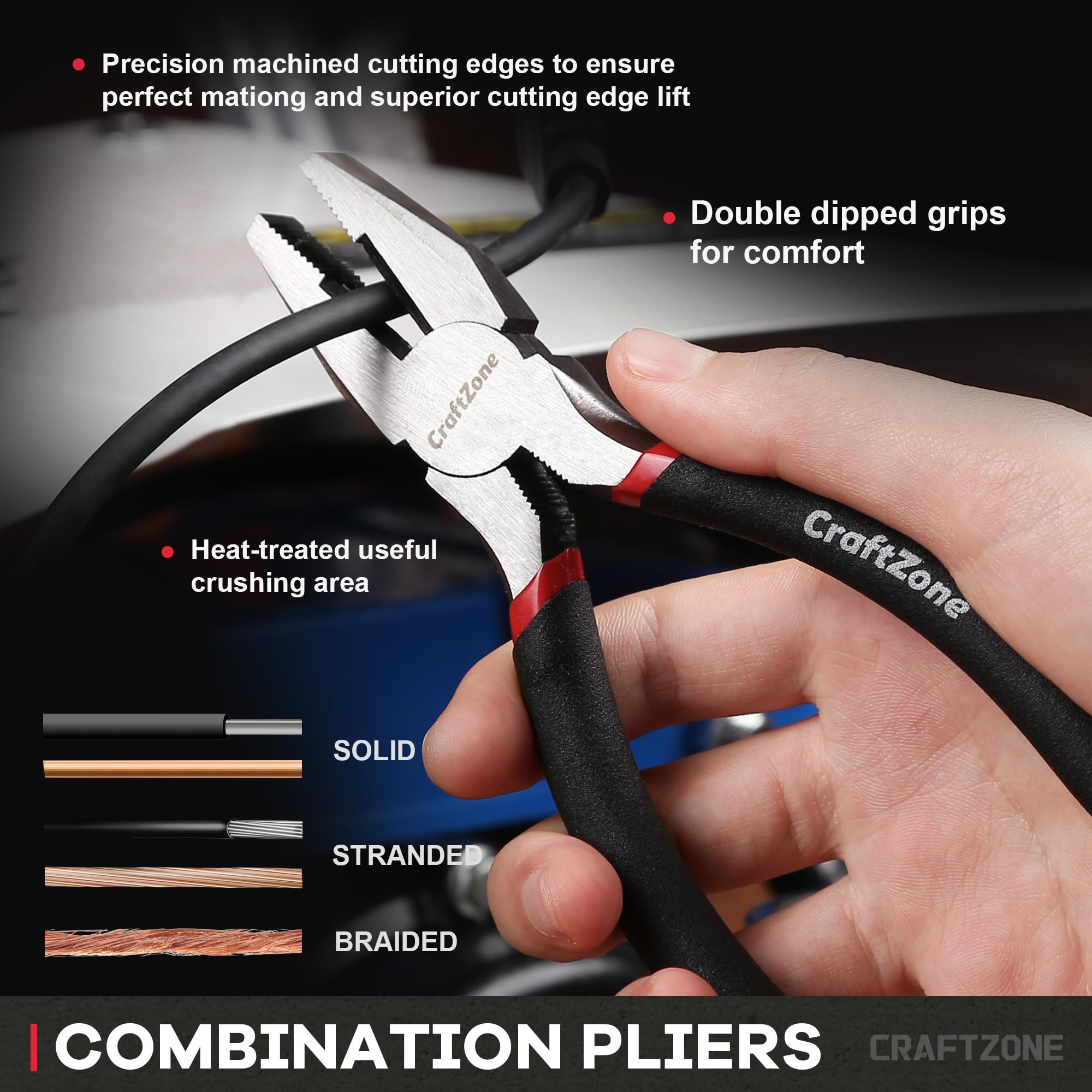 10PC Pliers and Wrench Set with Storage Rack – Includes Locking | Long Nose | Diagonal Cutter | Groove Joint | Linesman & Mini Plier ，High-Quality Carbon Steel Tool Kit for DIY and Home a Gift for Man