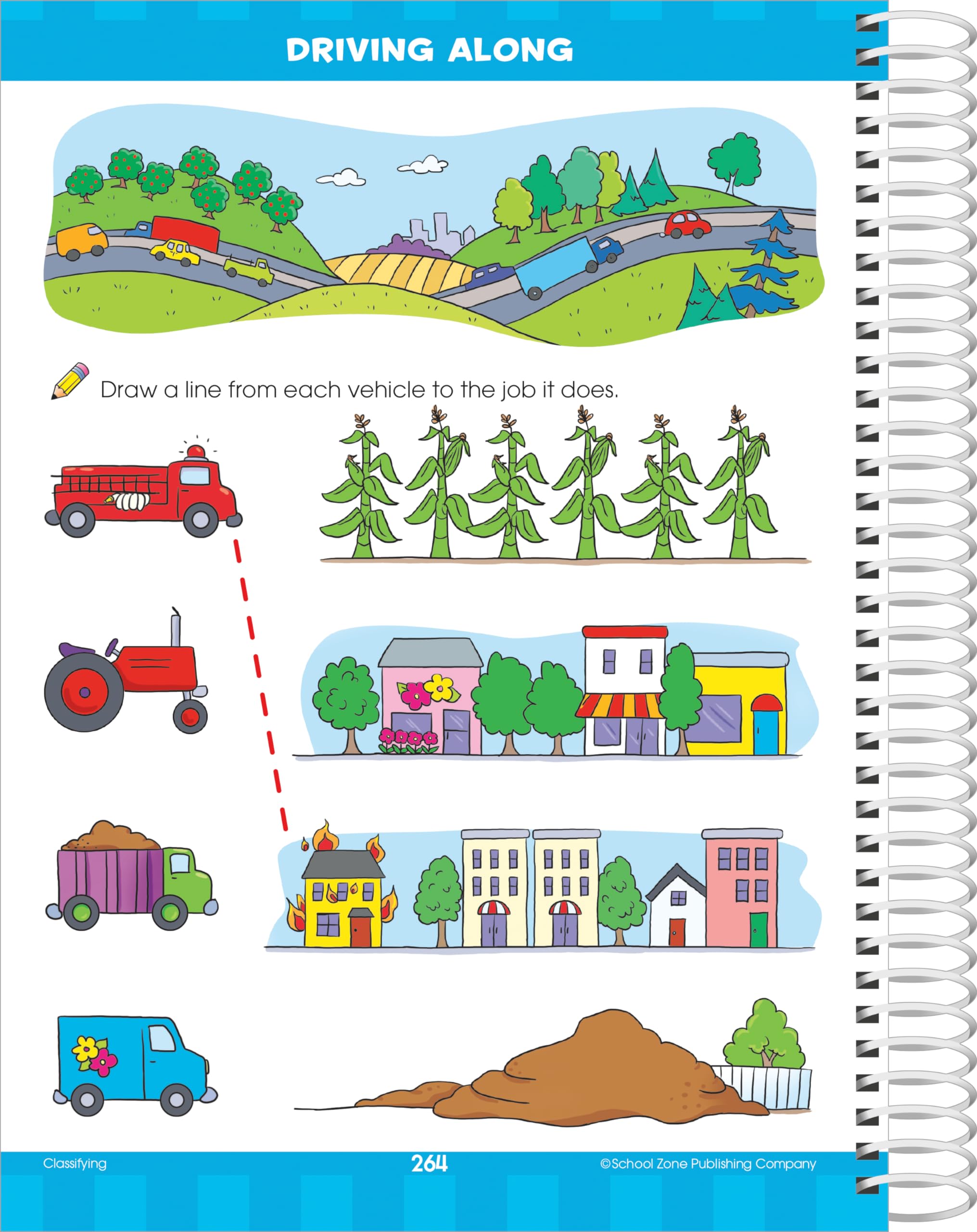 School Zone - Big Kindergarten Workbook - 320 Spiral Pages, Ages 5 to 6, Early Reading and Writing, Numbers 0-20, Basic Math, Matching, Story Order, and More (Big Spiral Bound Workbooks)