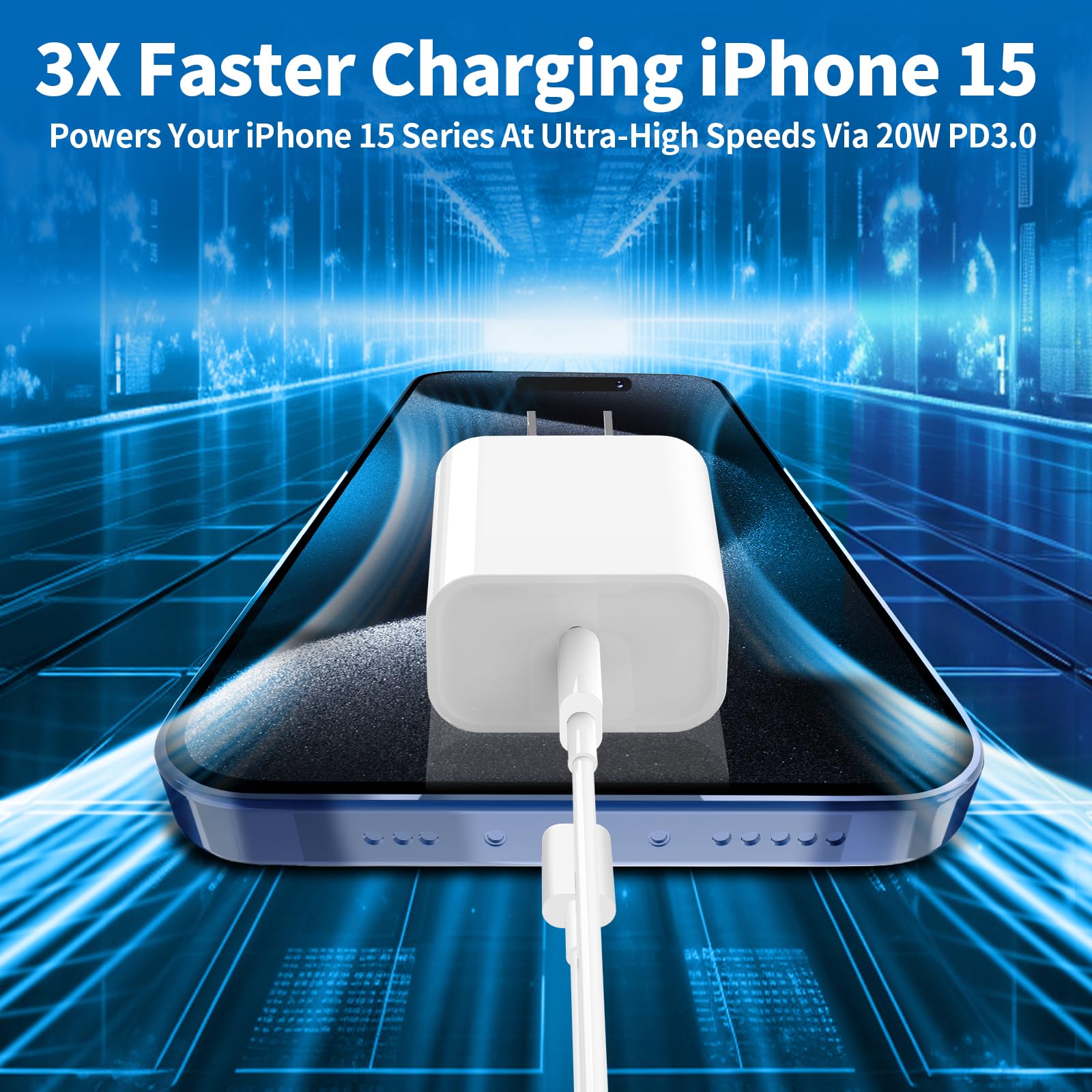 Kassdin iPhone 15 Pro Max Fast Charger 10FT, 2 Pack 20W USB C Wall Charger Fast Charging Block with 10FT Long USB C Charger Cable Compatible for iPhone 15/15 Plus/15 Pro/15 Pro Max, iPad Pro/Air/Mini