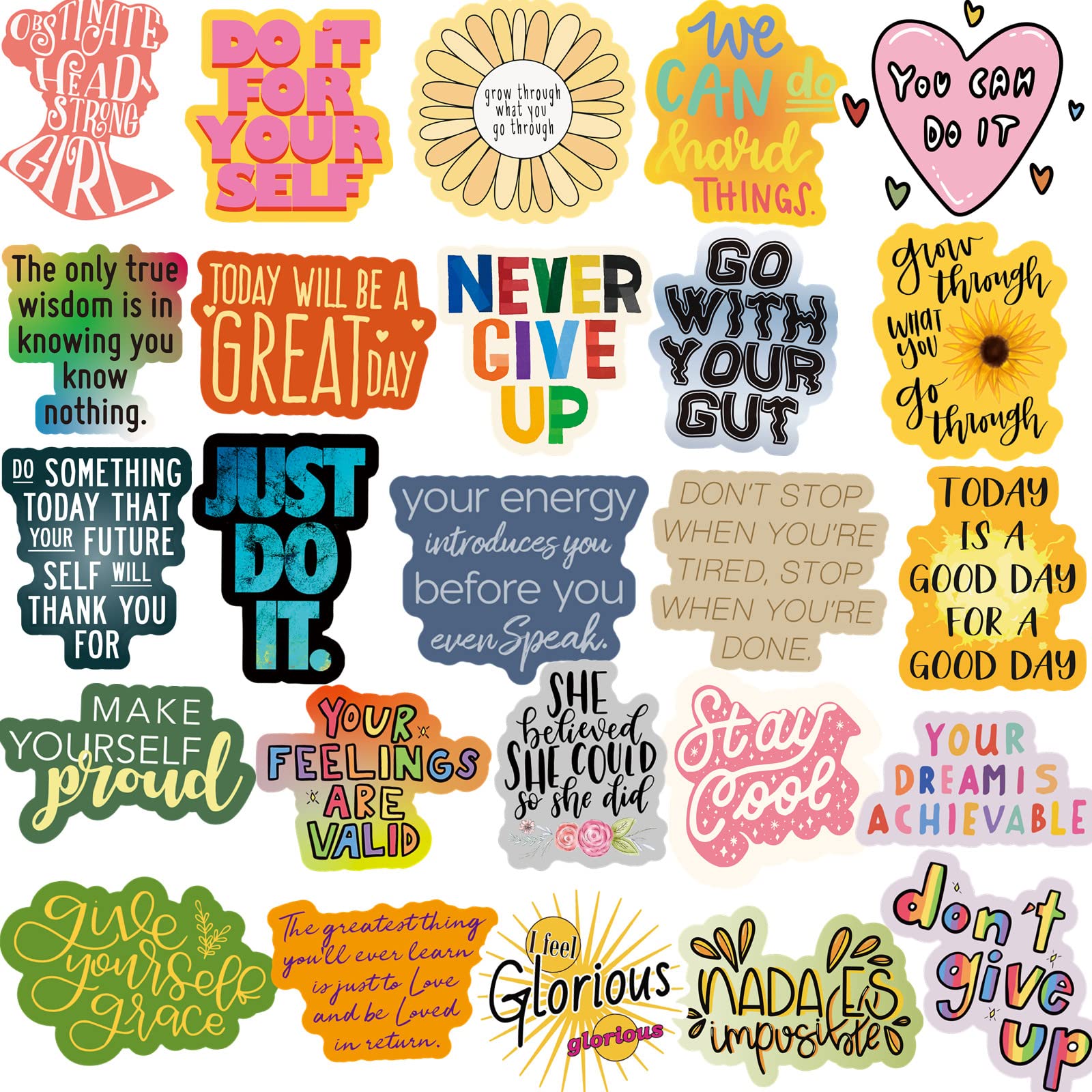 200PCS Positive Motivational Words Stickers for Adults, Inspirational Quote Stickers for Teens Kids Teachers Employees, Water Bottle Stickers for Laptop Vision Board Hydroflasks Journaling Scrapbook
