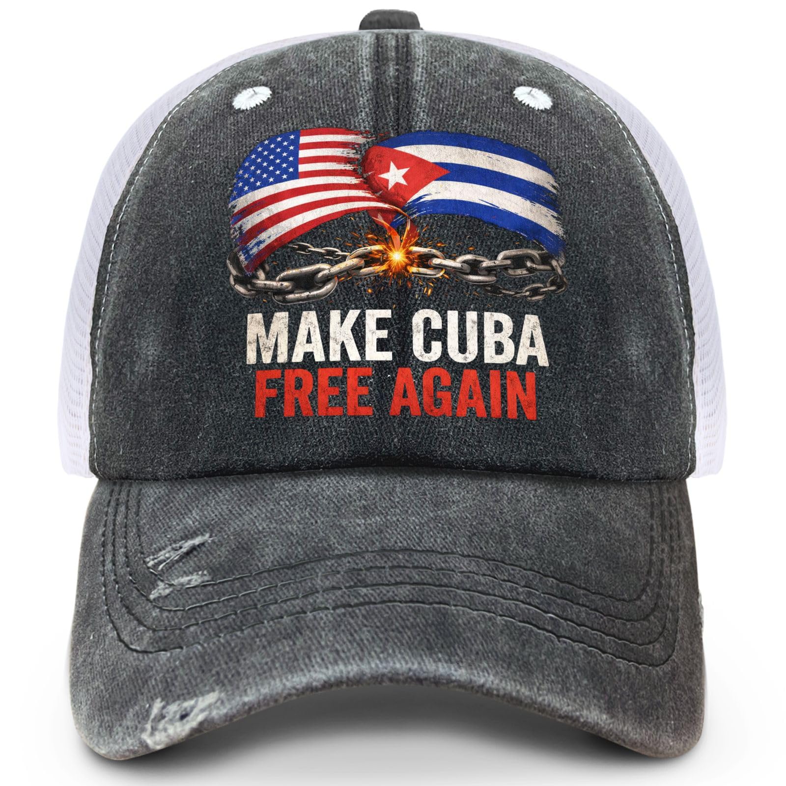 Make Cubas Great Again Hats for Mens Cool Washed Distressed Baseball Cap