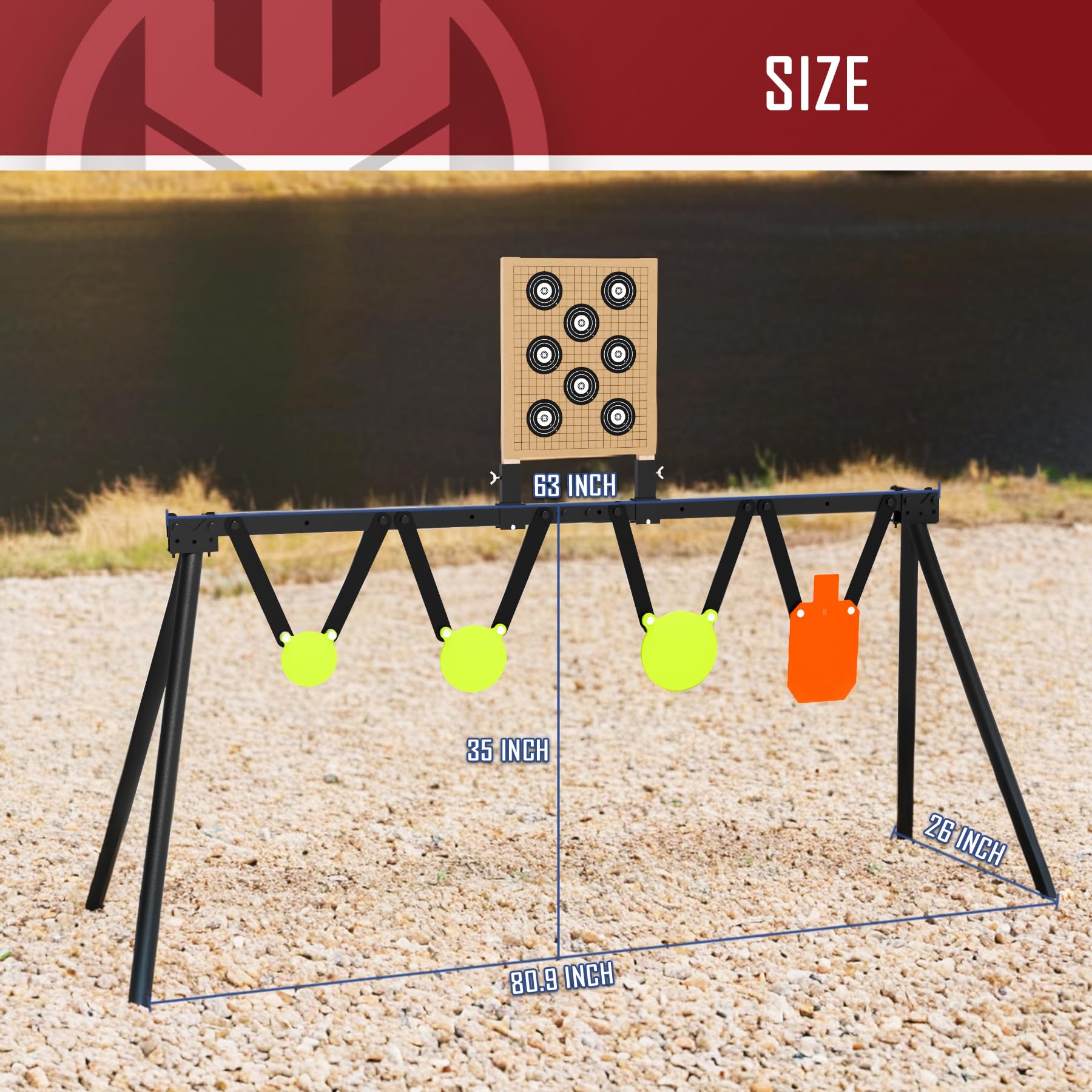 KNINE OUTDOORS AR500 Steel Target System Kit - 3/8" Thick Silhouette & Gong Targets (7"x12", 4", 6", 8"), Stand Included